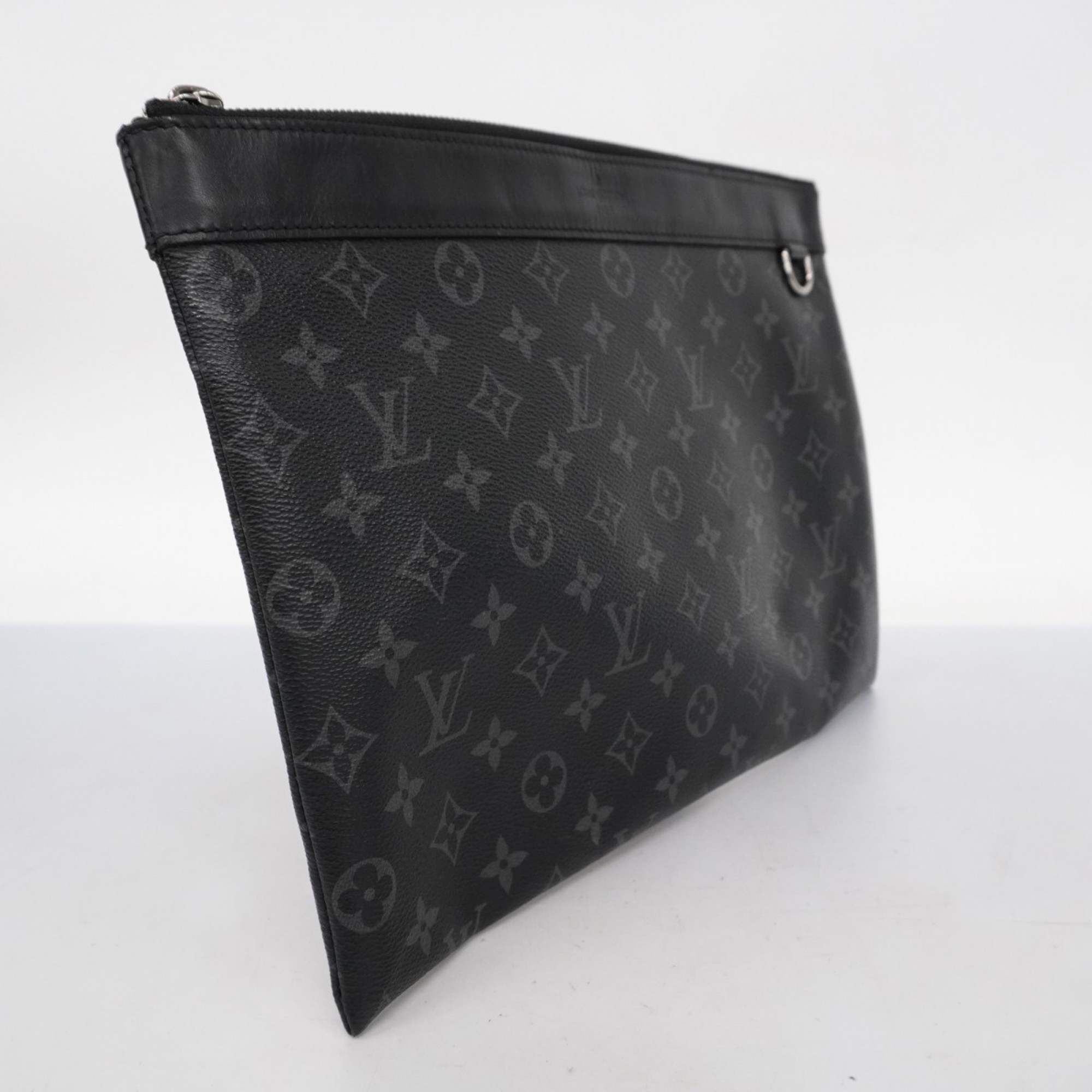 Louis Vuitton Clutch Bag Monogram Eclipse Pochette Discovery M62291 Black Grey Men's