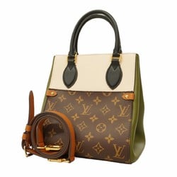 Louis Vuitton Handbag Monogram Fold Tote PM M45388 Brown Khaki Ladies