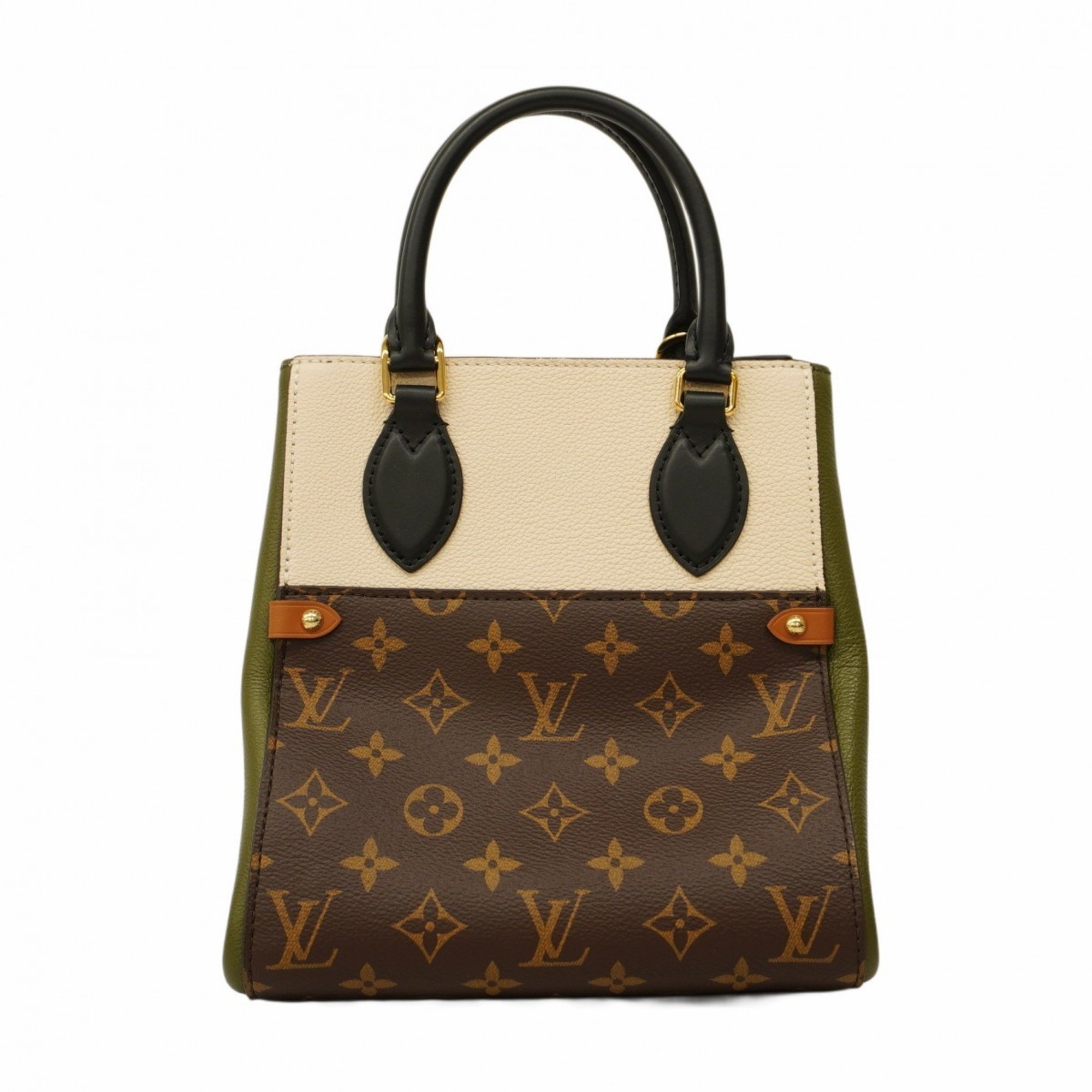 Louis Vuitton Handbag Monogram Fold Tote PM M45388 Brown Khaki Ladies