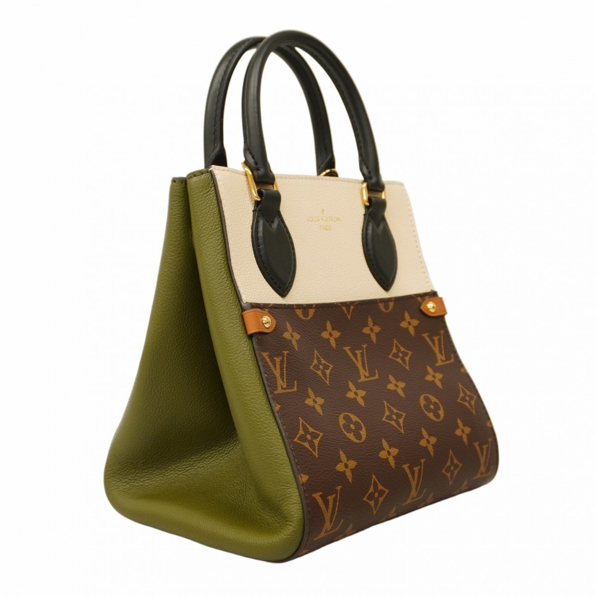 Louis Vuitton Handbag Monogram Fold Tote PM M45388 Brown Khaki Ladies