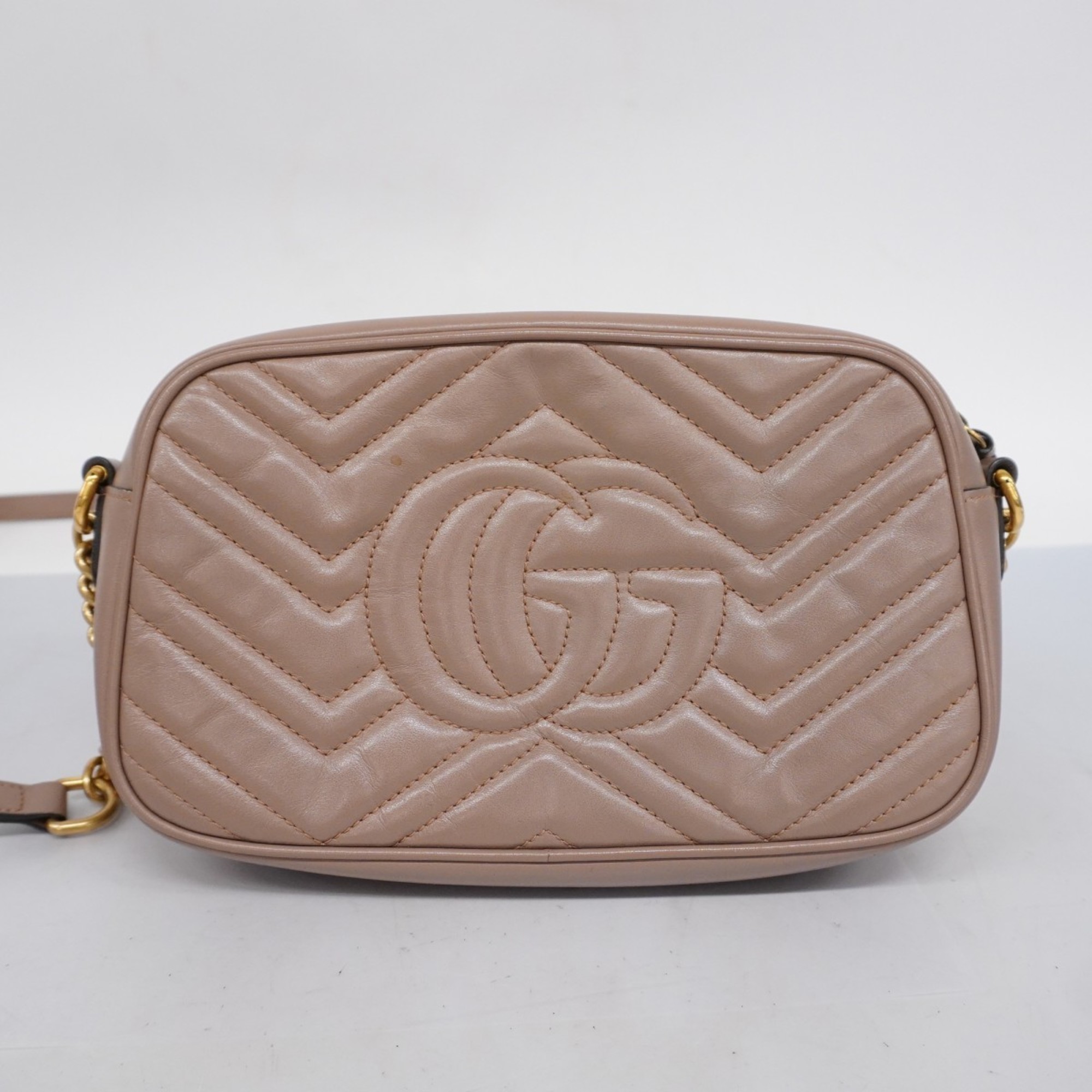 Gucci Shoulder Bag GG Marmont 774632 Leather Pink Beige Women's