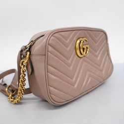 Gucci Shoulder Bag GG Marmont 774632 Leather Pink Beige Women's