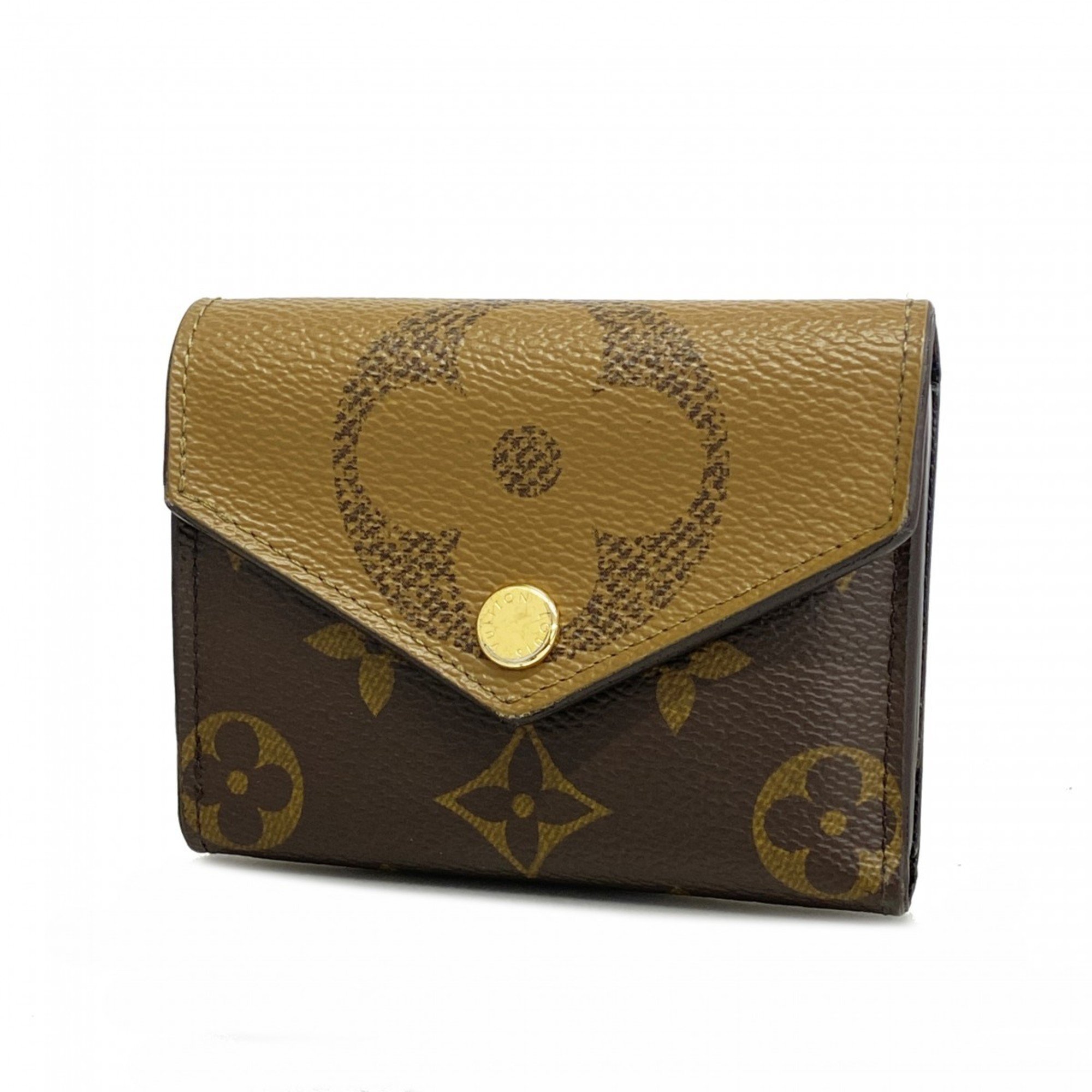 Louis Vuitton Tri-fold Wallet Monogram Giant Reverse Portefeuille Zoe M80725 Brown Women's