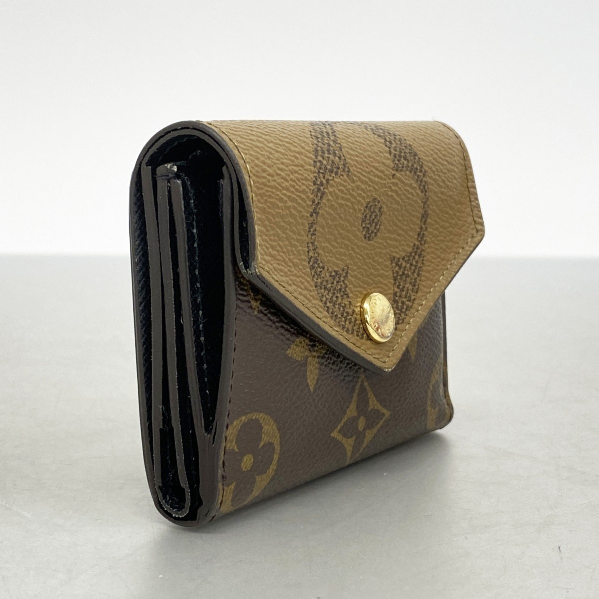 Louis Vuitton Tri-fold Wallet Monogram Giant Reverse Portefeuille Zoe M80725 Brown Women's