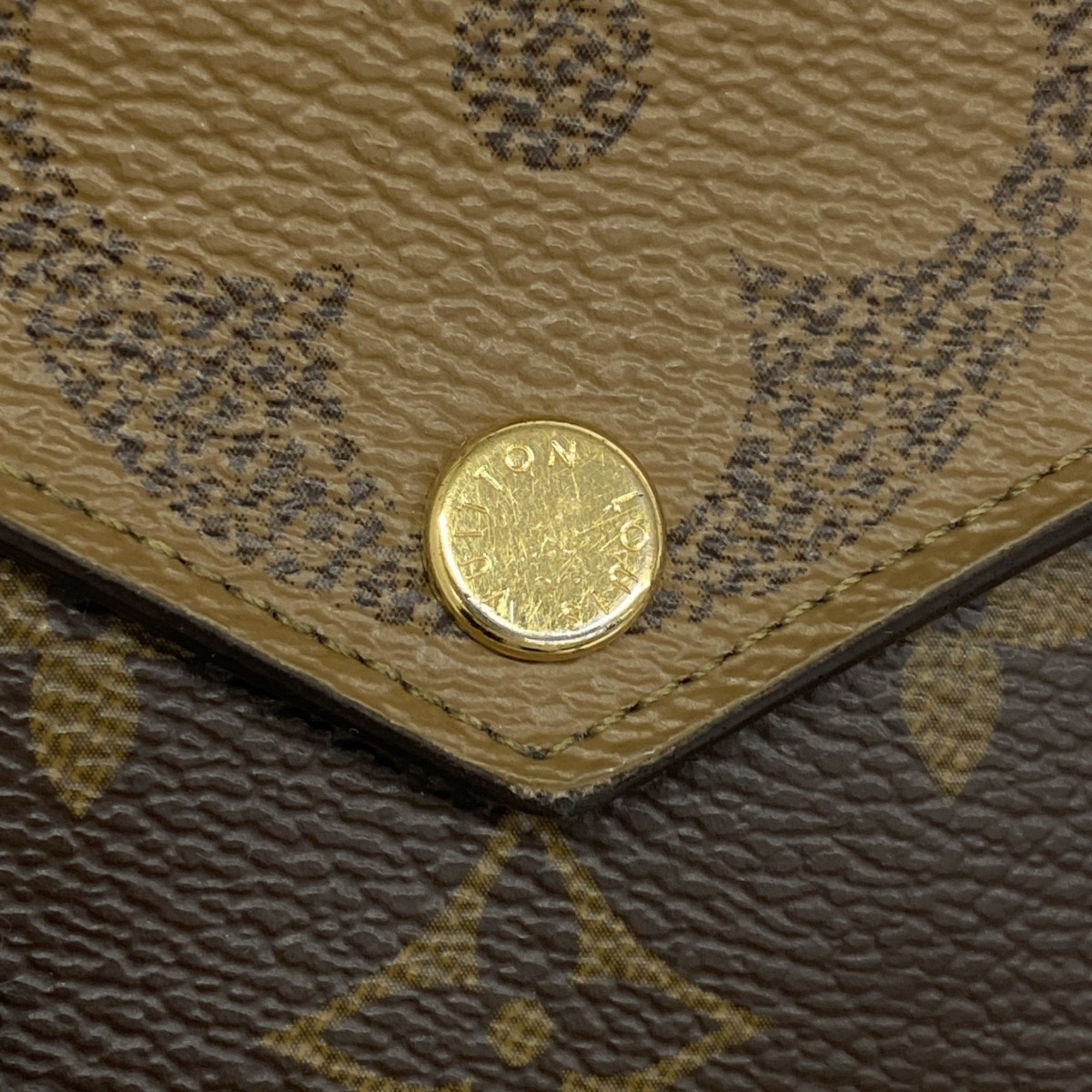 Louis Vuitton Tri-fold Wallet Monogram Giant Reverse Portefeuille Zoe M80725 Brown Women's