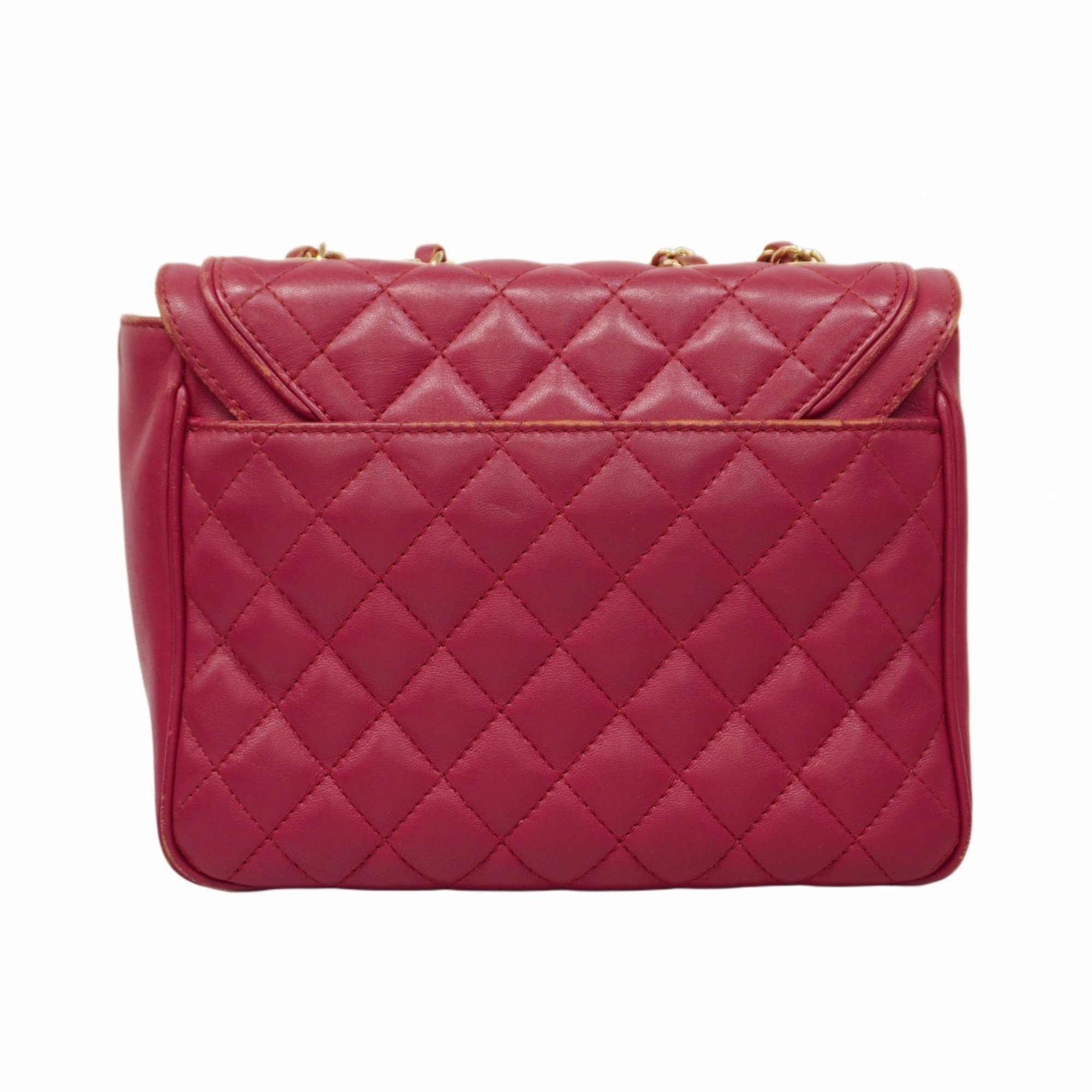 Chanel Shoulder Bag Matelasse Lambskin Pink Women's