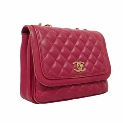 Chanel Shoulder Bag Matelasse Lambskin Pink Women's