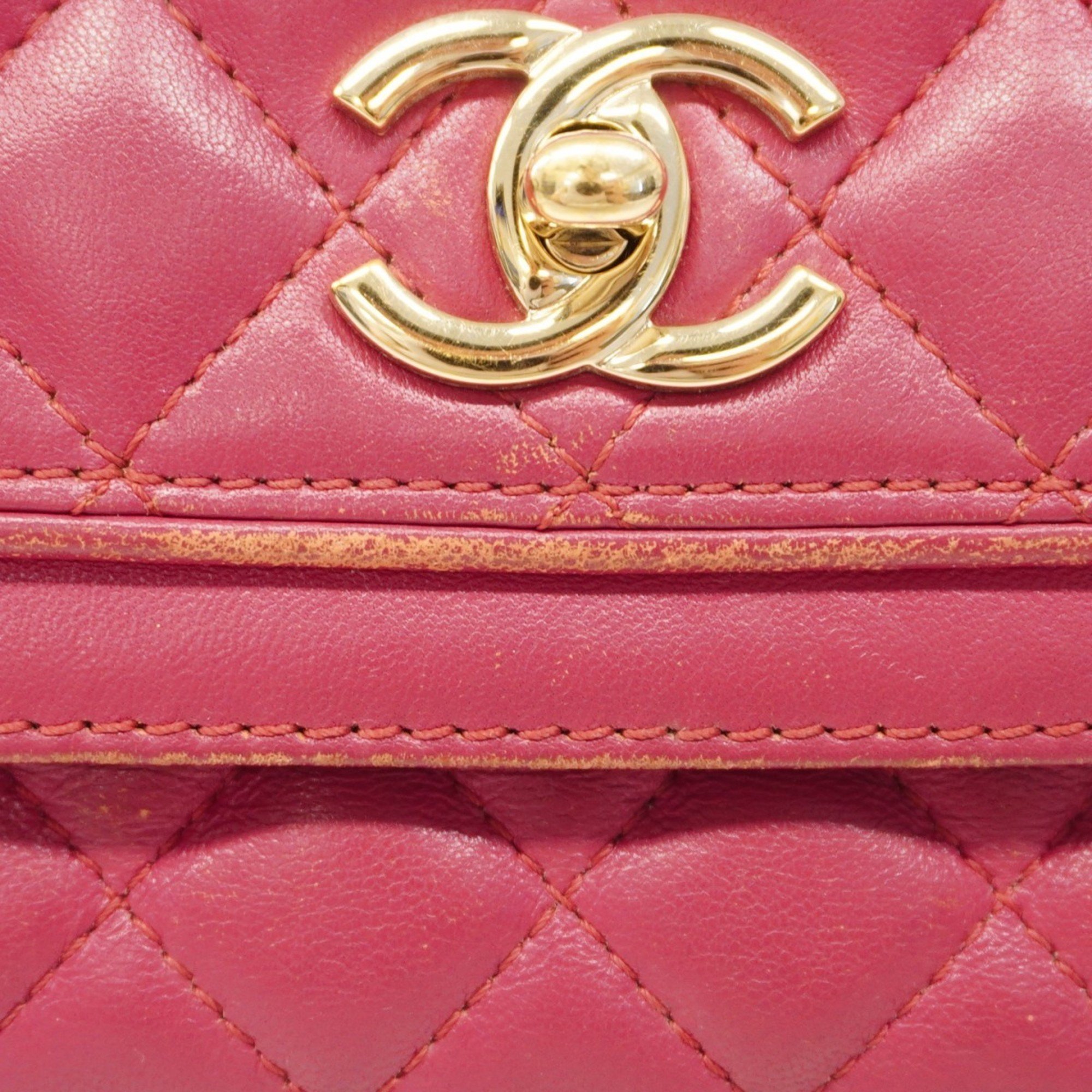 Chanel Shoulder Bag Matelasse Lambskin Pink Women's