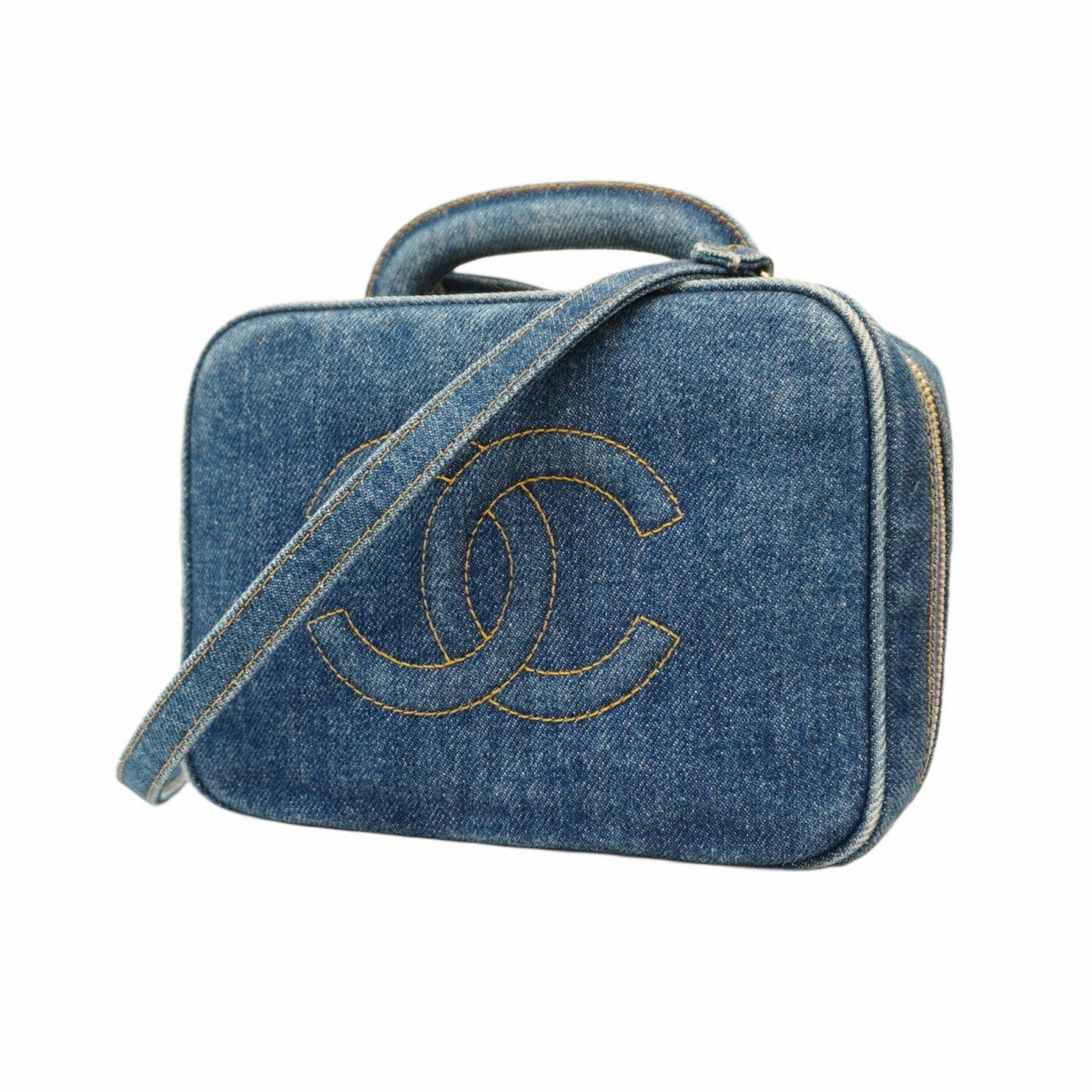 Chanel Vanity Bag Denim Blue Women's