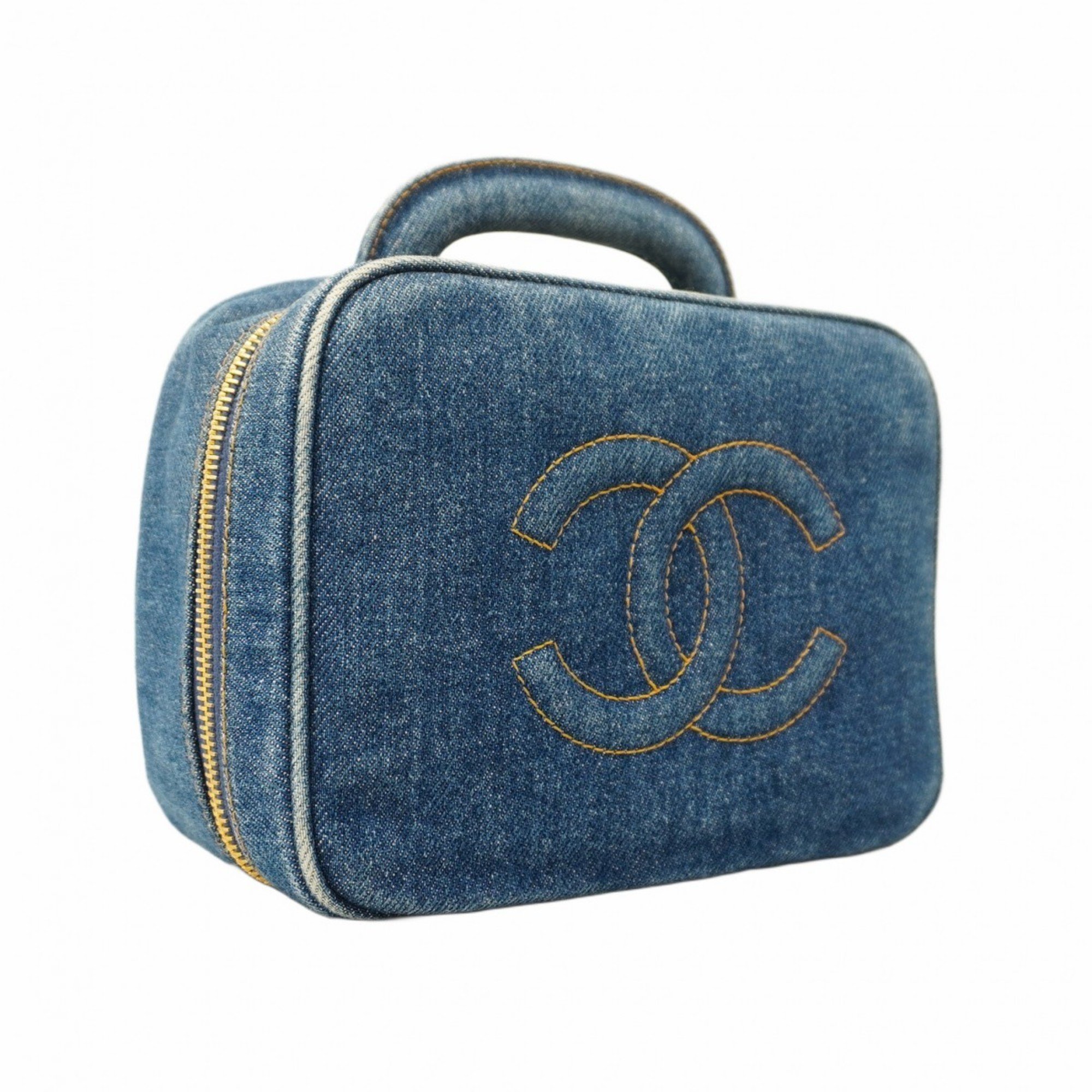 Chanel Vanity Bag Denim Blue Women's