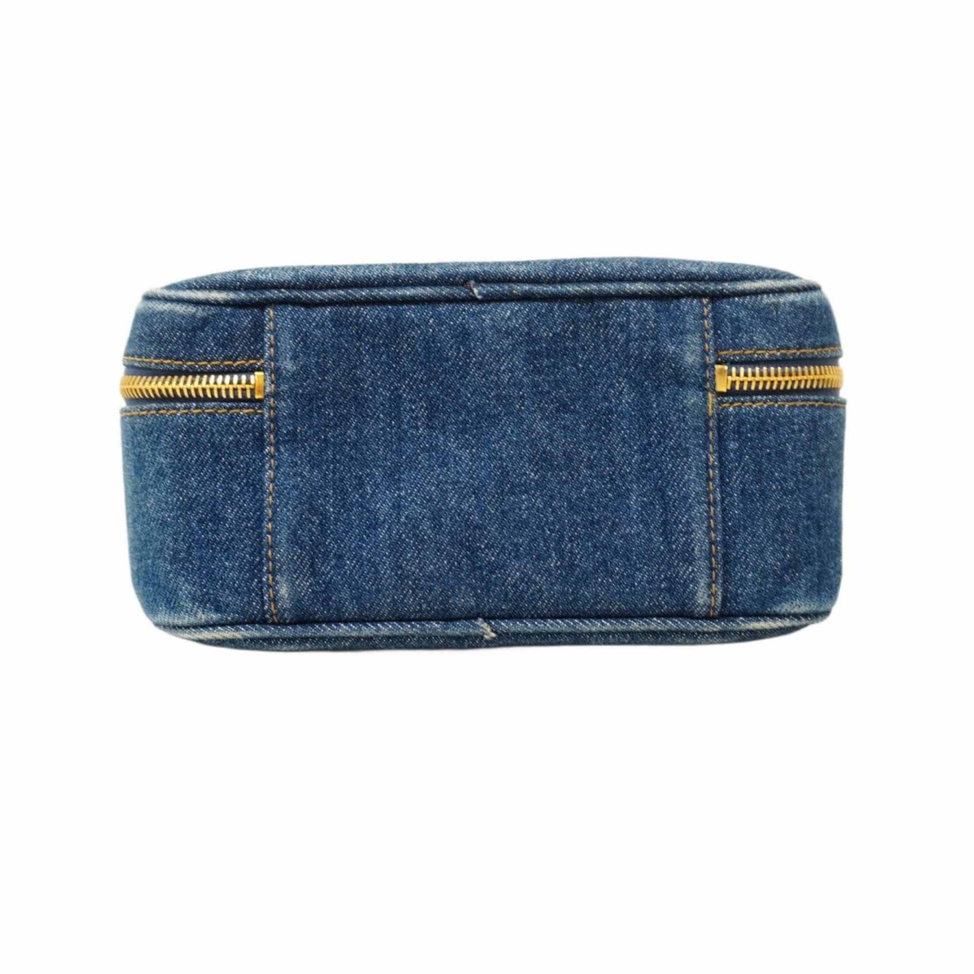 Chanel Vanity Bag Denim Blue Women's