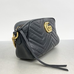 Gucci Shoulder Bag GG Marmont 447632 Leather Black Women's