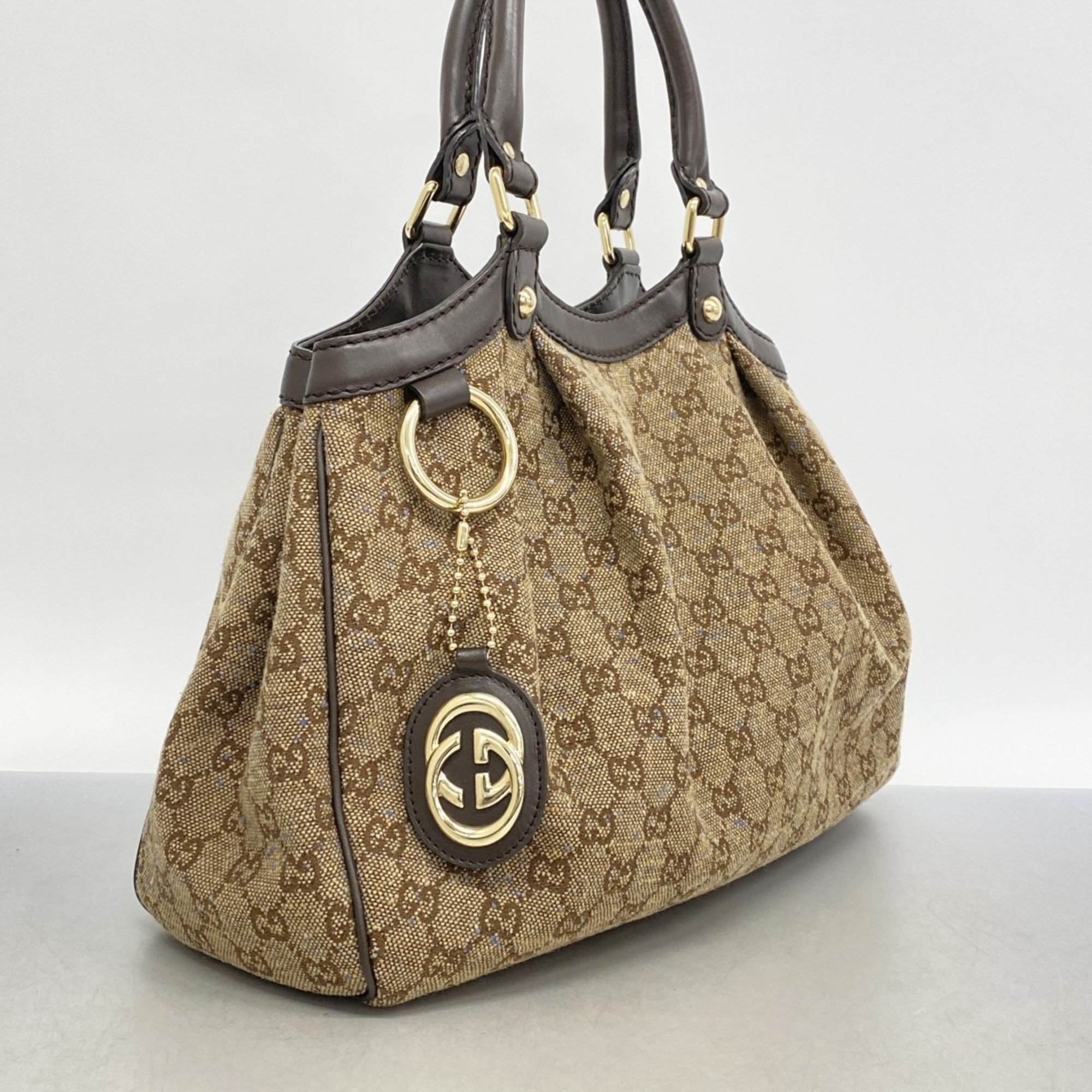 Gucci Tote Bag 211944 Canvas Brown Champagne Ladies