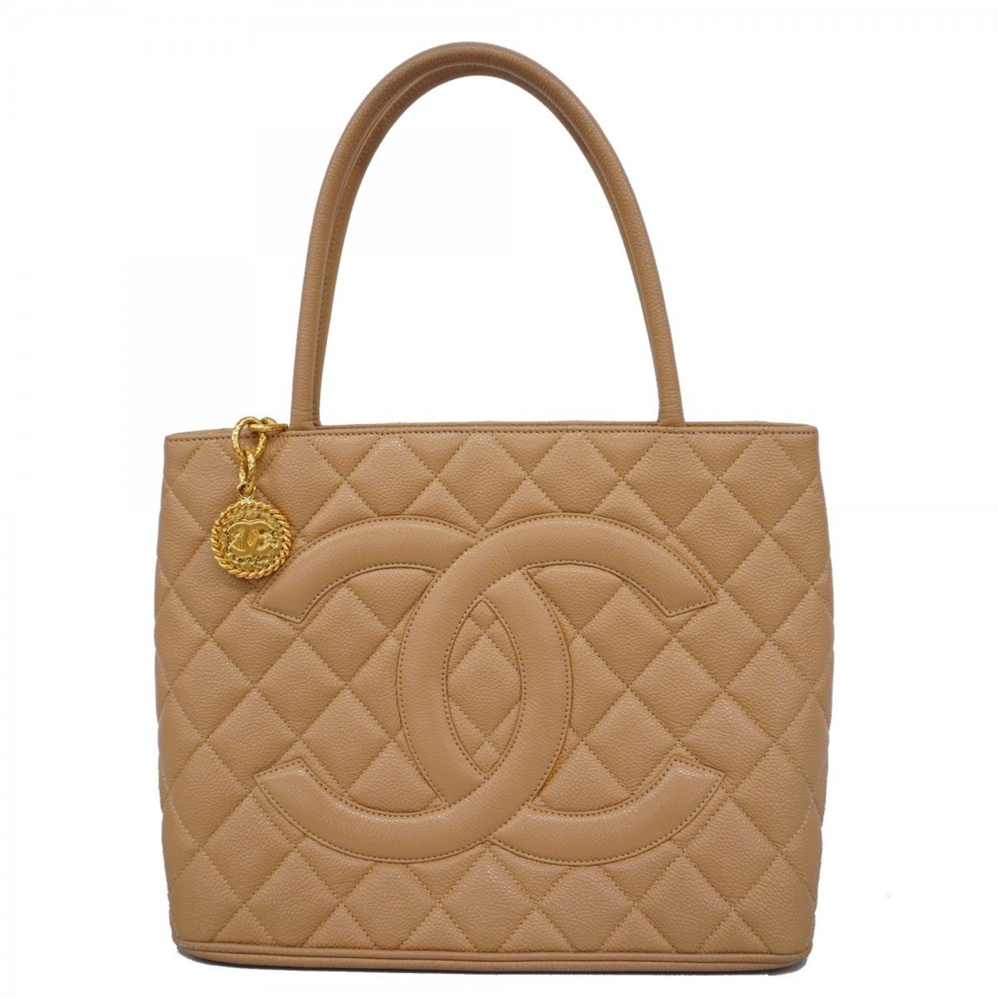 Chanel Tote Bag, Reproduction Tote, Caviar Skin, Beige, Women's