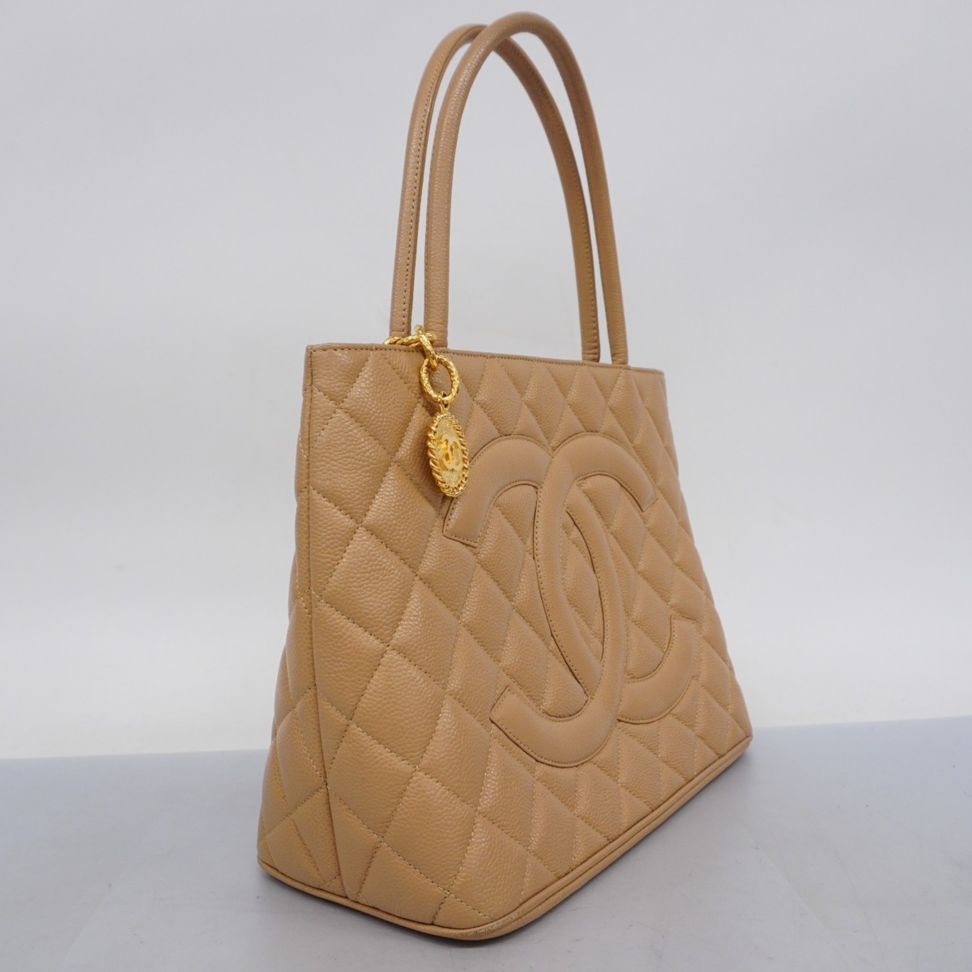 Chanel Tote Bag, Reproduction Tote, Caviar Skin, Beige, Women's