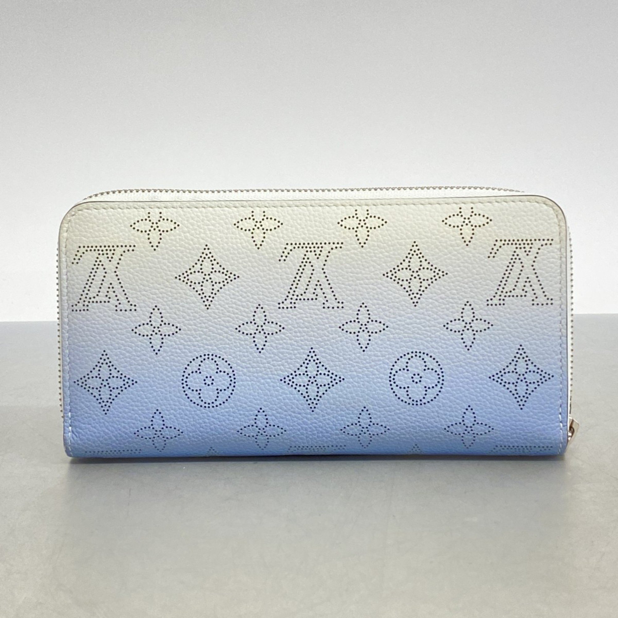 Louis Vuitton Long Wallet Mahina Zippy M80494 Blue Gradient Women's