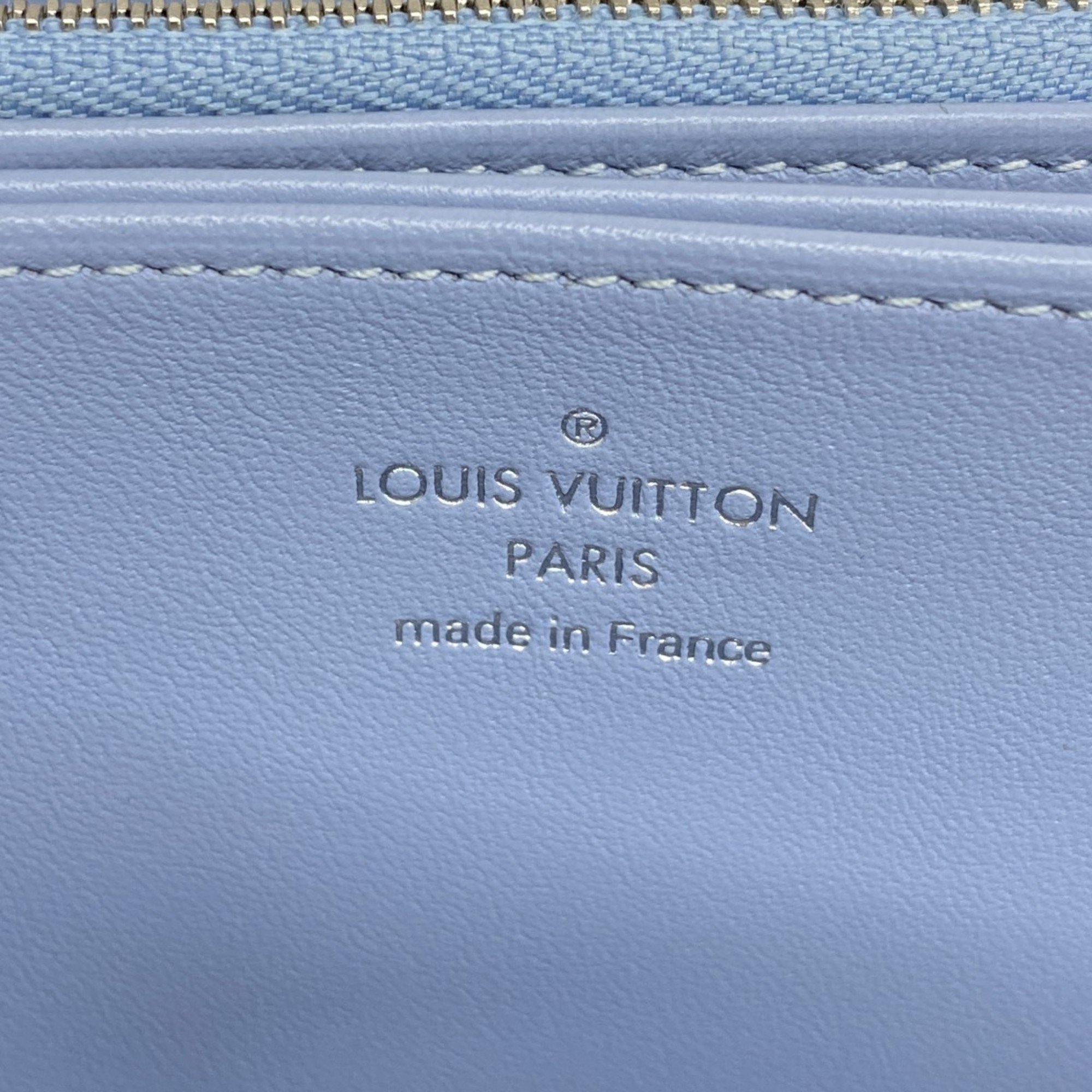 Louis Vuitton Long Wallet Mahina Zippy M80494 Blue Gradient Women's