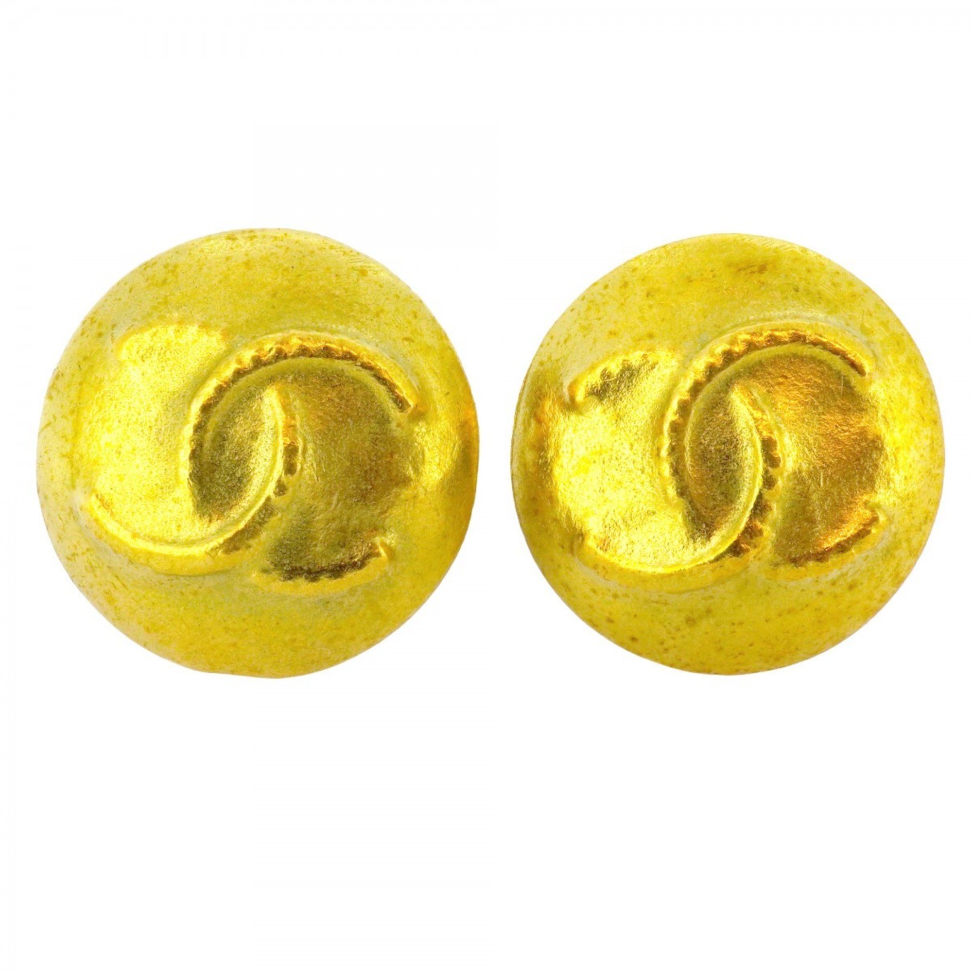 Chanel Earrings Coco Mark Circle GP Plated Gold Ladies