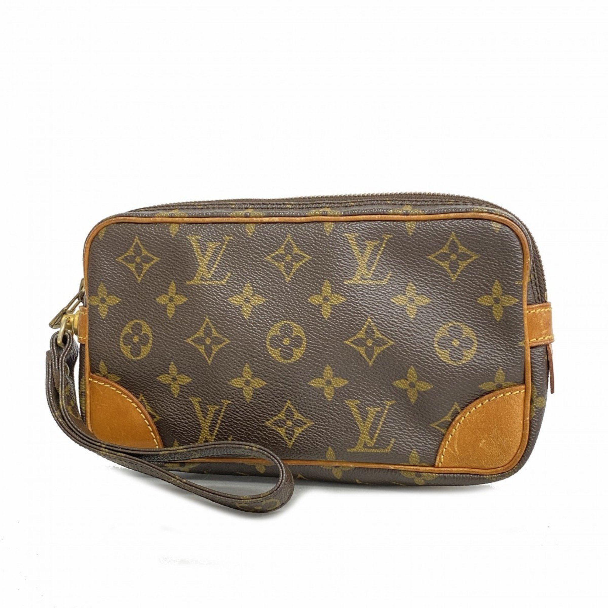 Louis Vuitton Clutch Bag Monogram Marly Dragonne PM M51827 Brown Men's