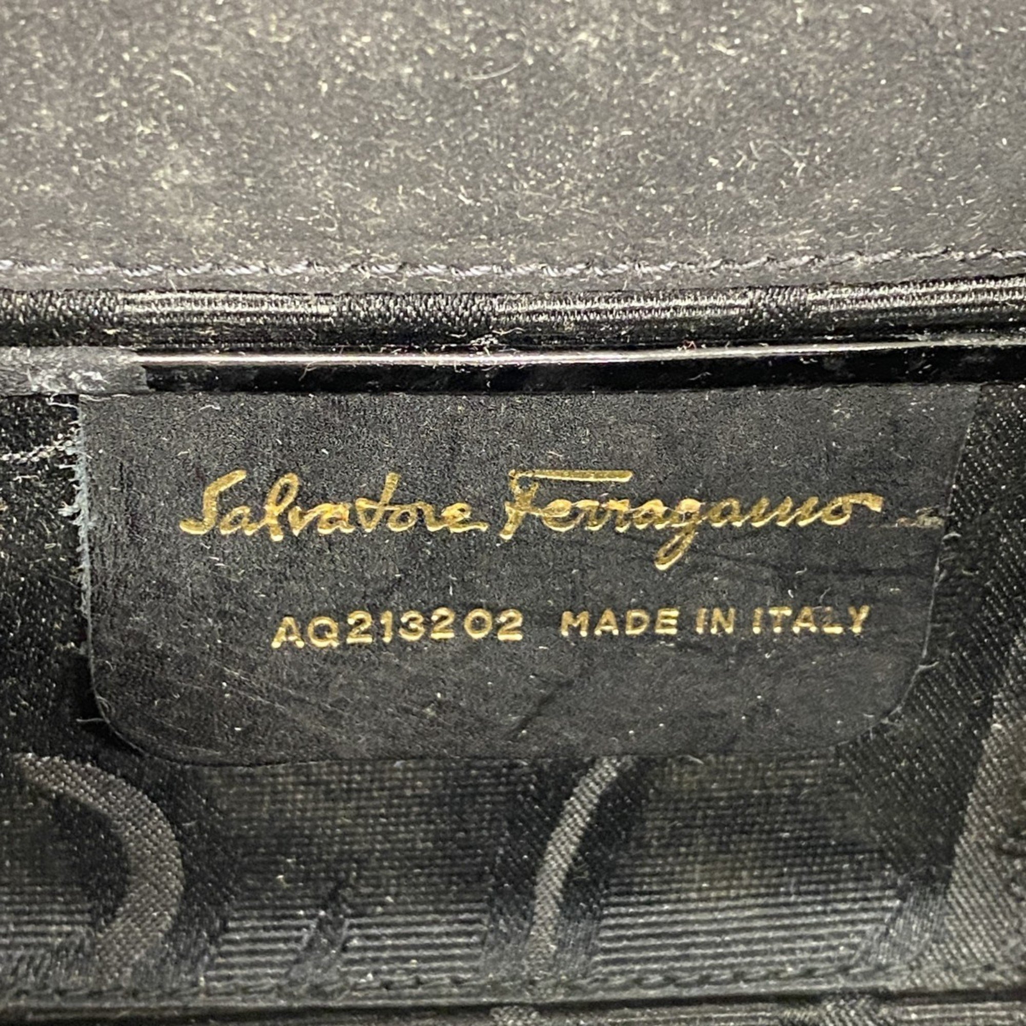 Salvatore Ferragamo handbag Vara enamel black ladies