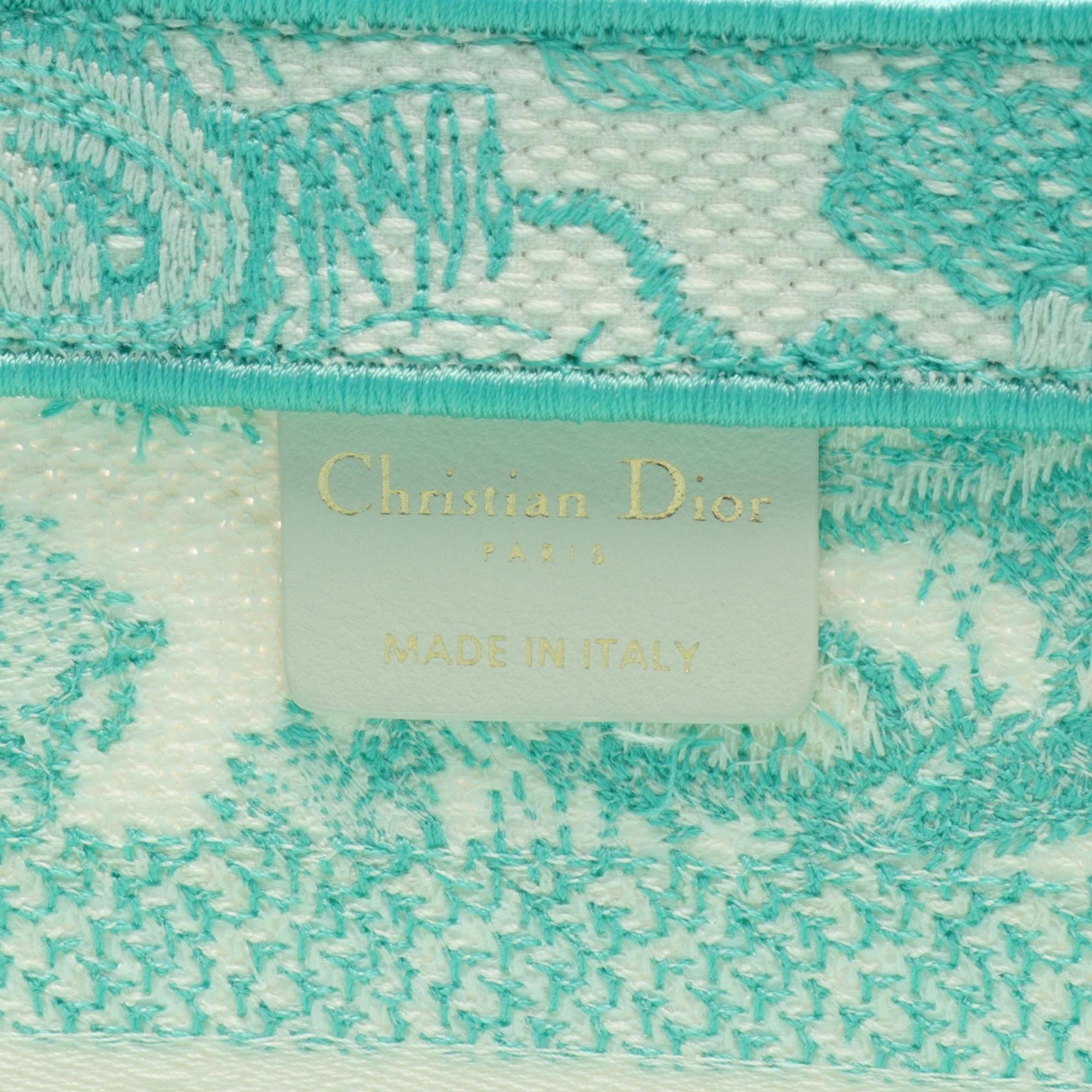 Christian Dior DIORIVIERA Panier Chapeau Bag Toile de Jouy Embroidery Tote Canvas Women's Green White M1328CTDT51E