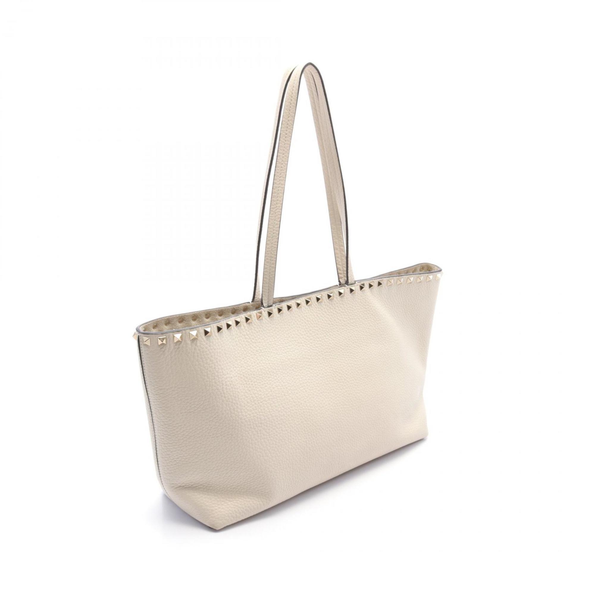 Valentino Garavani Rockstud Tote Bag Leather Women's White TW2B0B71VSF