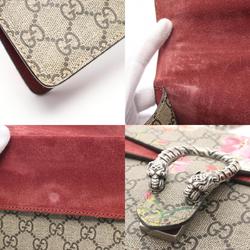 GUCCI Dionysus GG Supreme Shoulder Bag Coated Canvas Suede Women's Beige Bordeaux Multicolor 421970