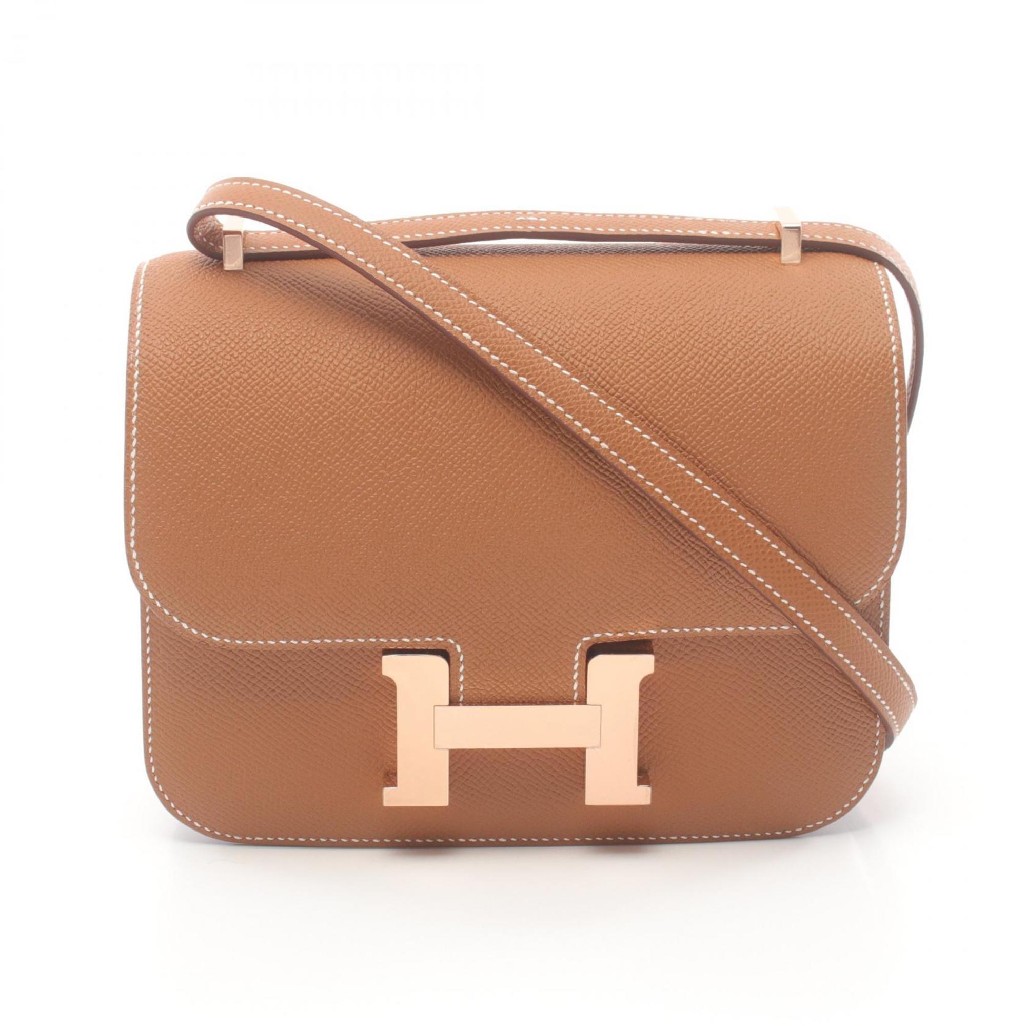 Hermes HERMES Constance Gold Shoulder Bag Epsom Leather Women's Brown