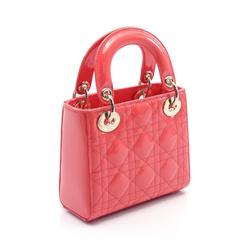 Christian Dior Lady Cannage Handbag Bag Patent Leather Women's Red M0505OWCB63R