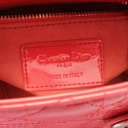 Christian Dior Lady Cannage Handbag Bag Patent Leather Women's Red M0505OWCB63R