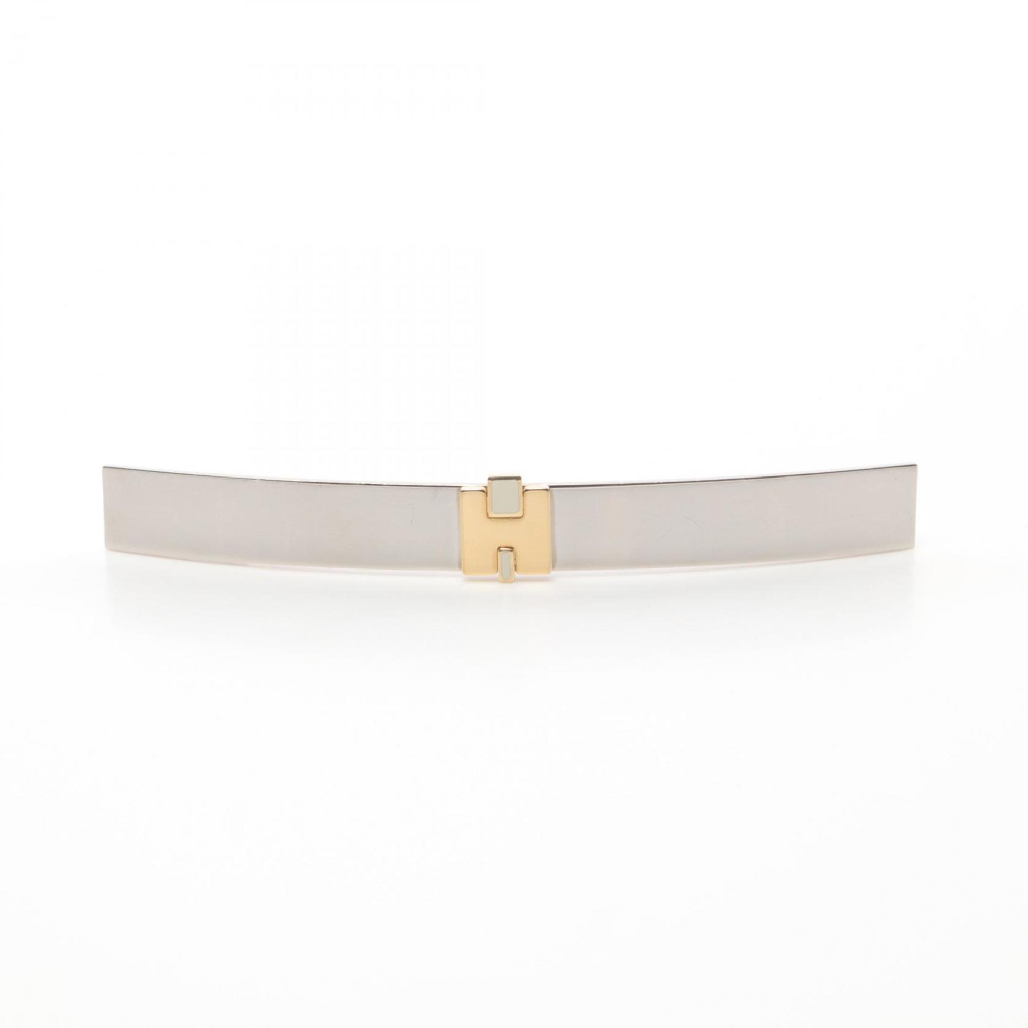 Hermes HERMES Irene Barrette Stainless Steel GP (Gold Plated) Women's Silver Gold