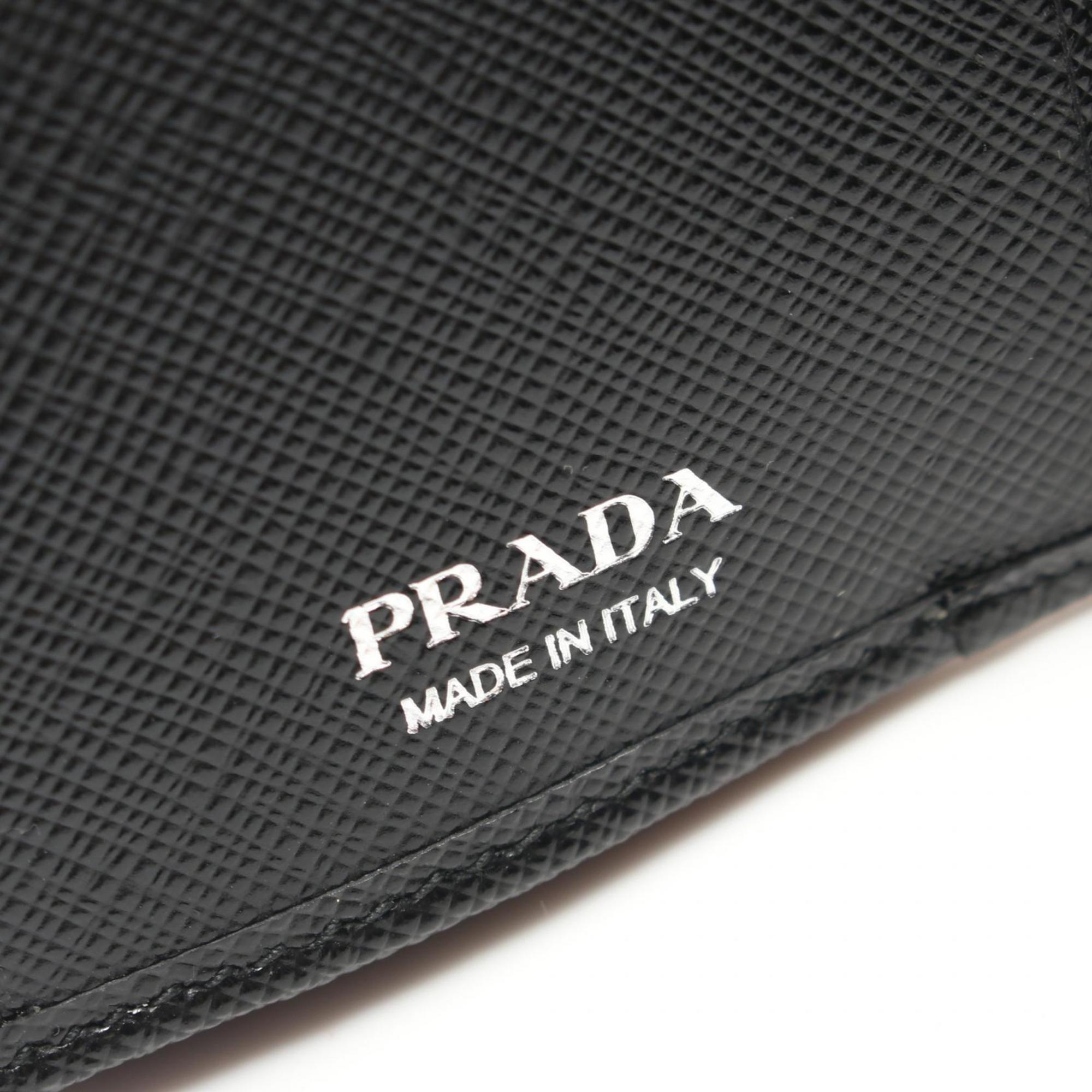 PRADA SAFFIANO TRIANGOLO Tri-fold Long Wallet Saffiano Leather Men's Women's Black 1MH043 QHH F0632