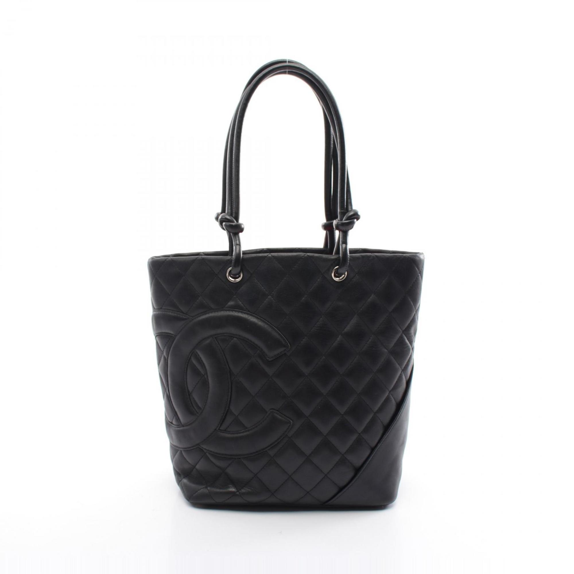 CHANEL Cambon Line Medium Tote Bag Leather Women's Black A25167