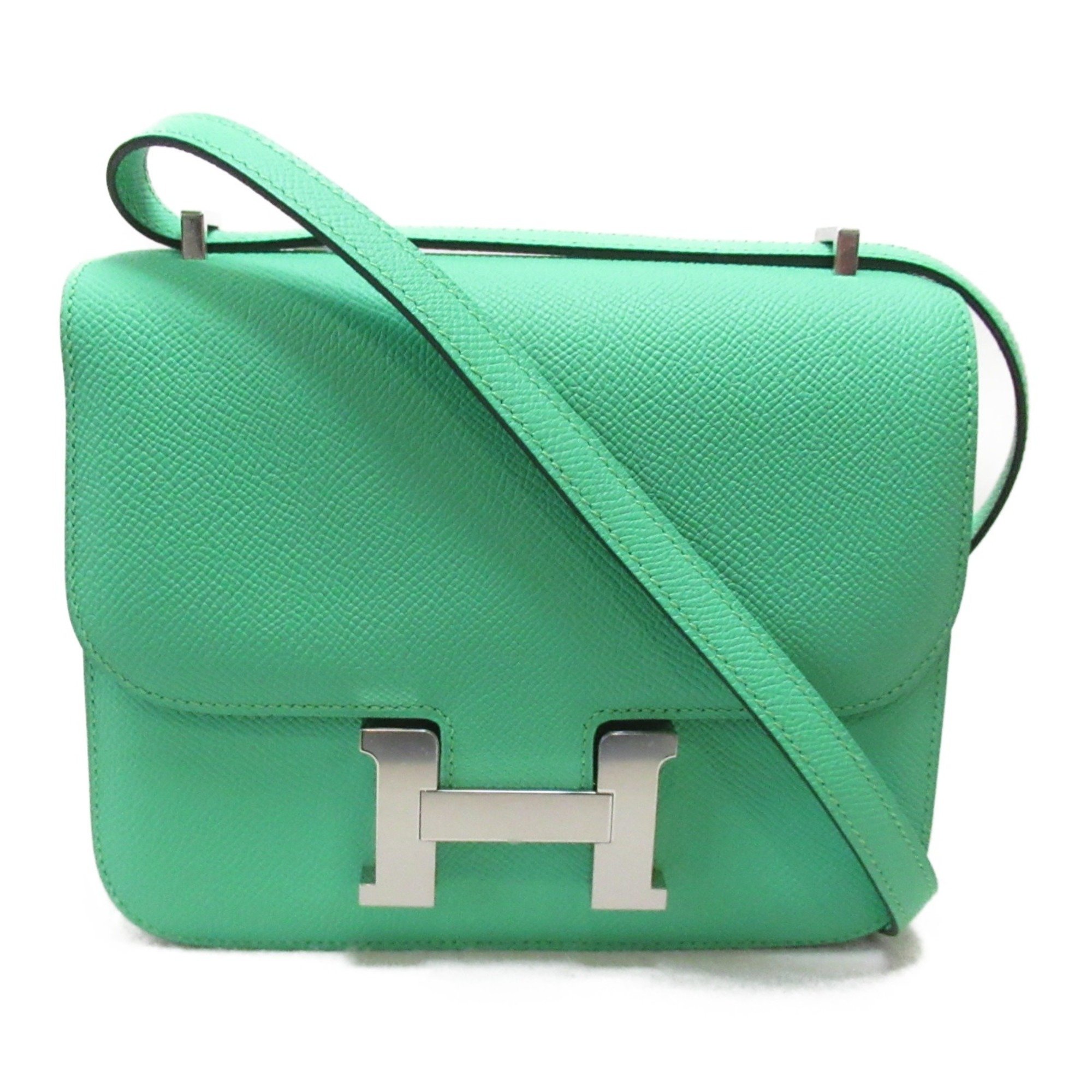 Hermes HERMES Constance Comic Shoulder Bag Leather Women's Green B engraved SIL