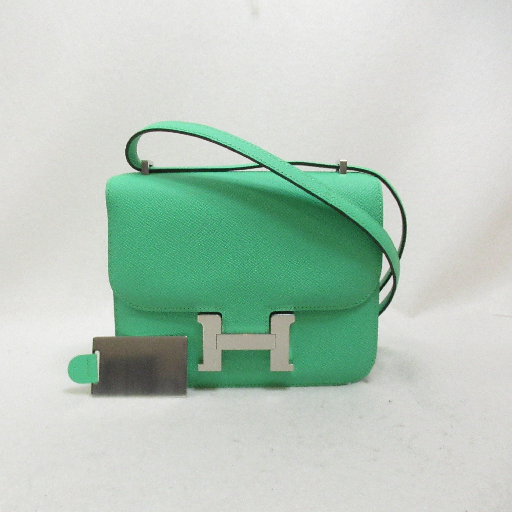 Hermes HERMES Constance Comic Shoulder Bag Leather Women's Green B engraved SIL