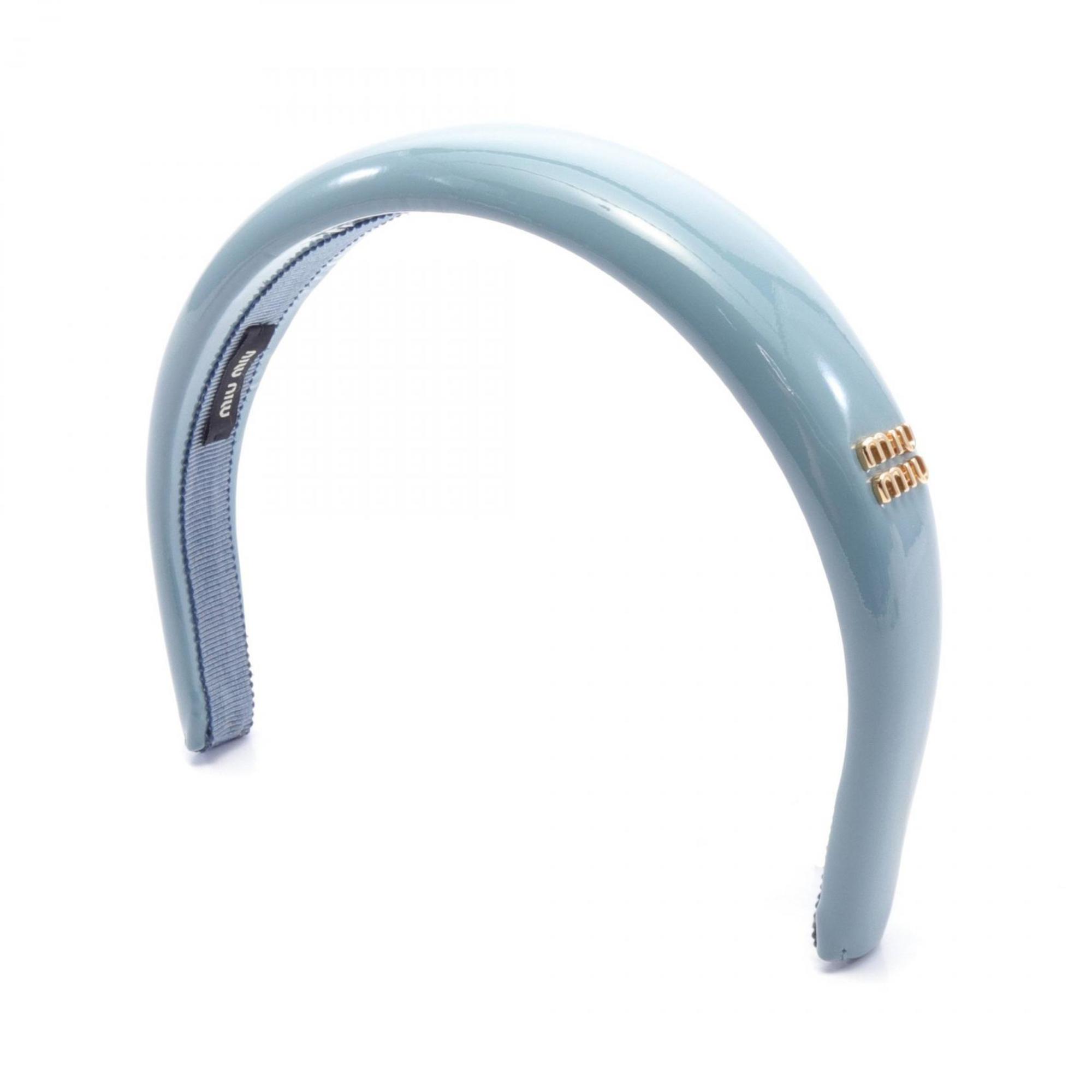 Miu Miu Miu Patent Leather Headband Cornflower Blue Women's 5IH025