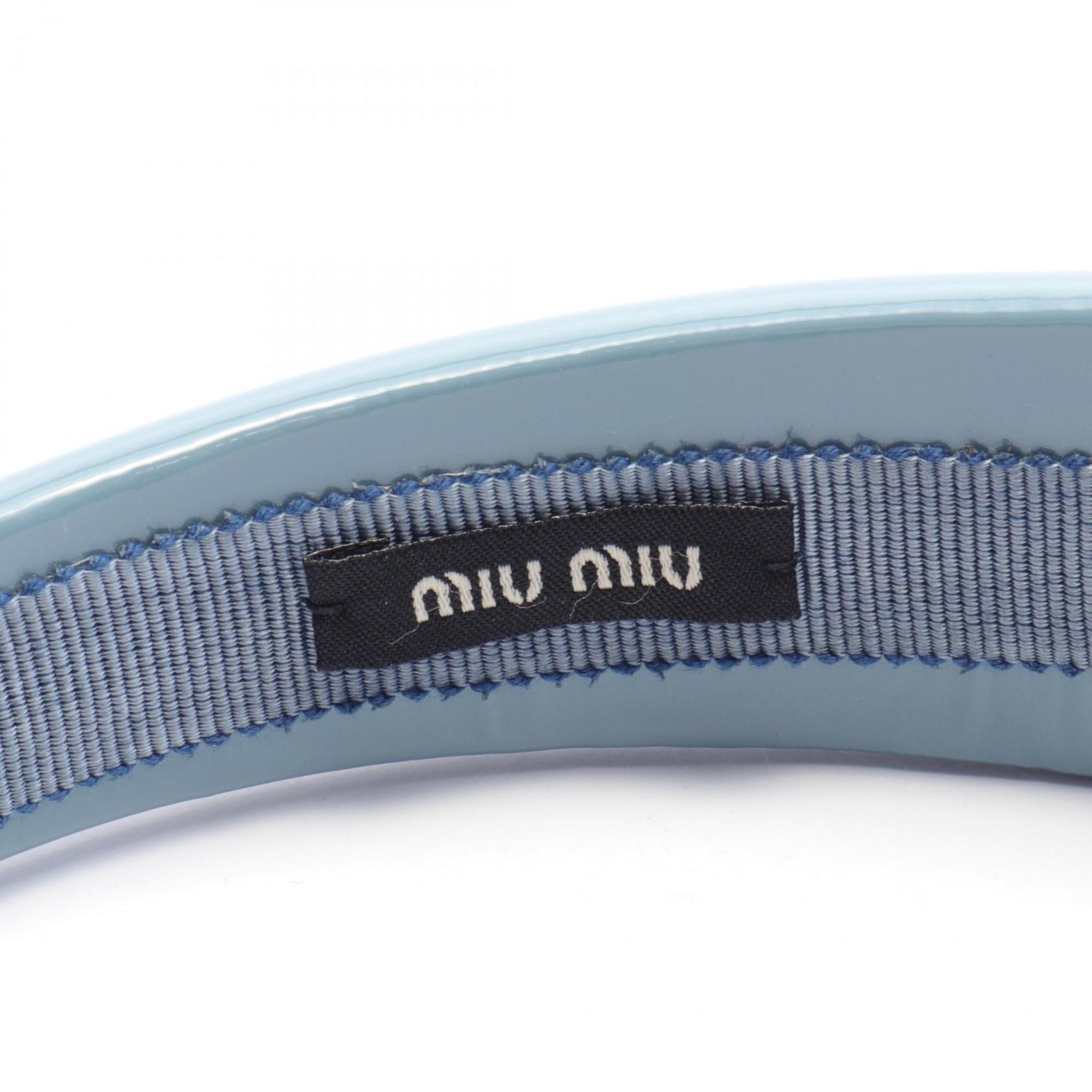 Miu Miu Miu Patent Leather Headband Cornflower Blue Women's 5IH025