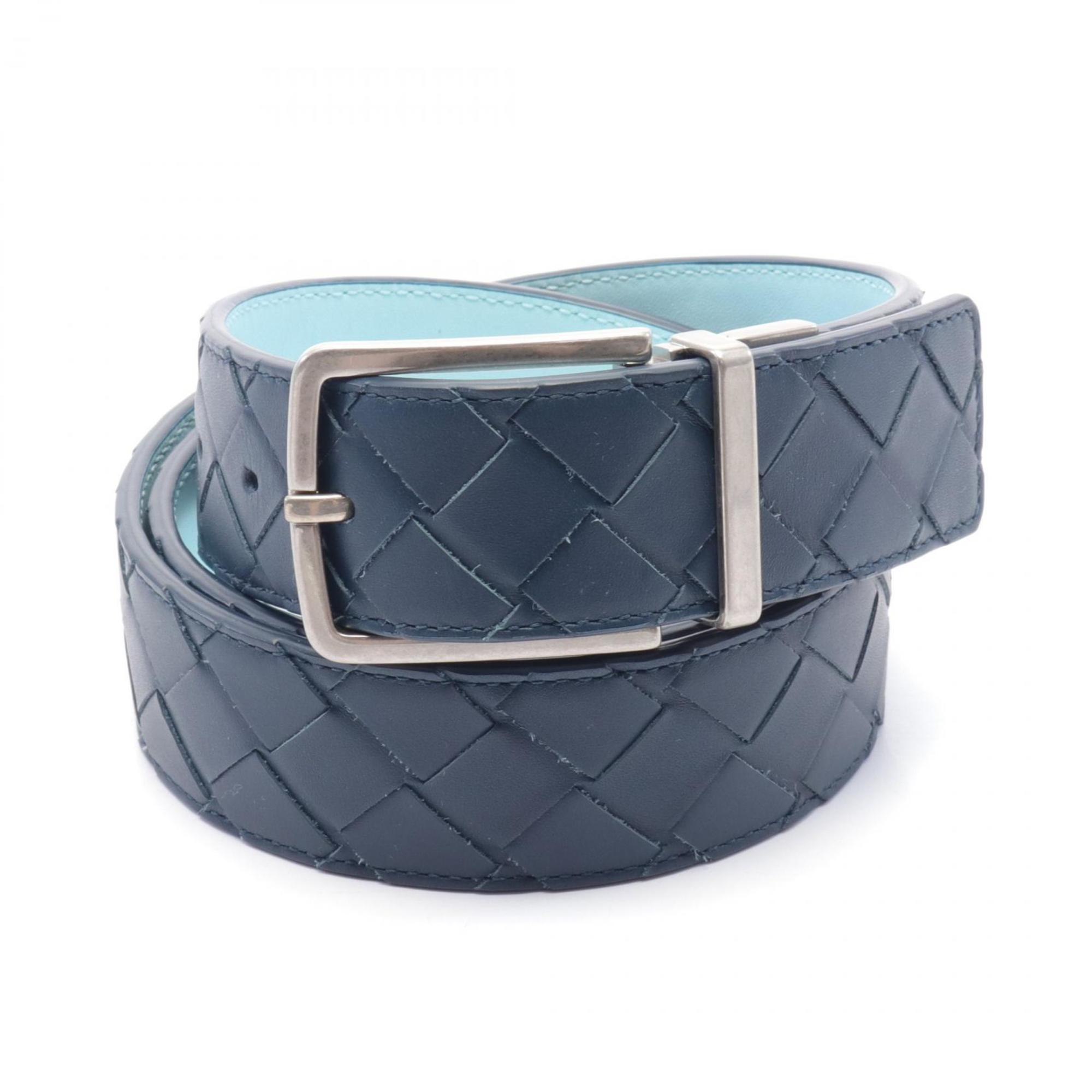 BOTTEGA VENETA Intrecciato Belt Clothing Leather Men's Green Blue