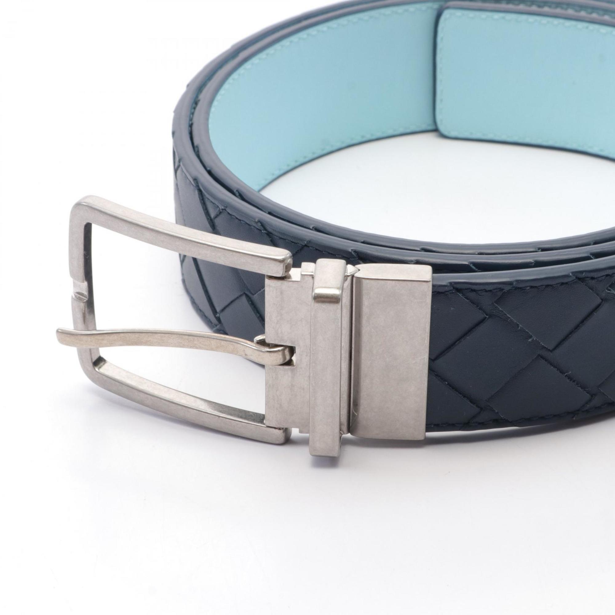 BOTTEGA VENETA Intrecciato Belt Clothing Leather Men's Green Blue