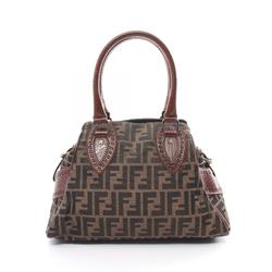 FENDI Ethnico Zucca Handbag Bag Canvas Leather Women's Brown 8BN157