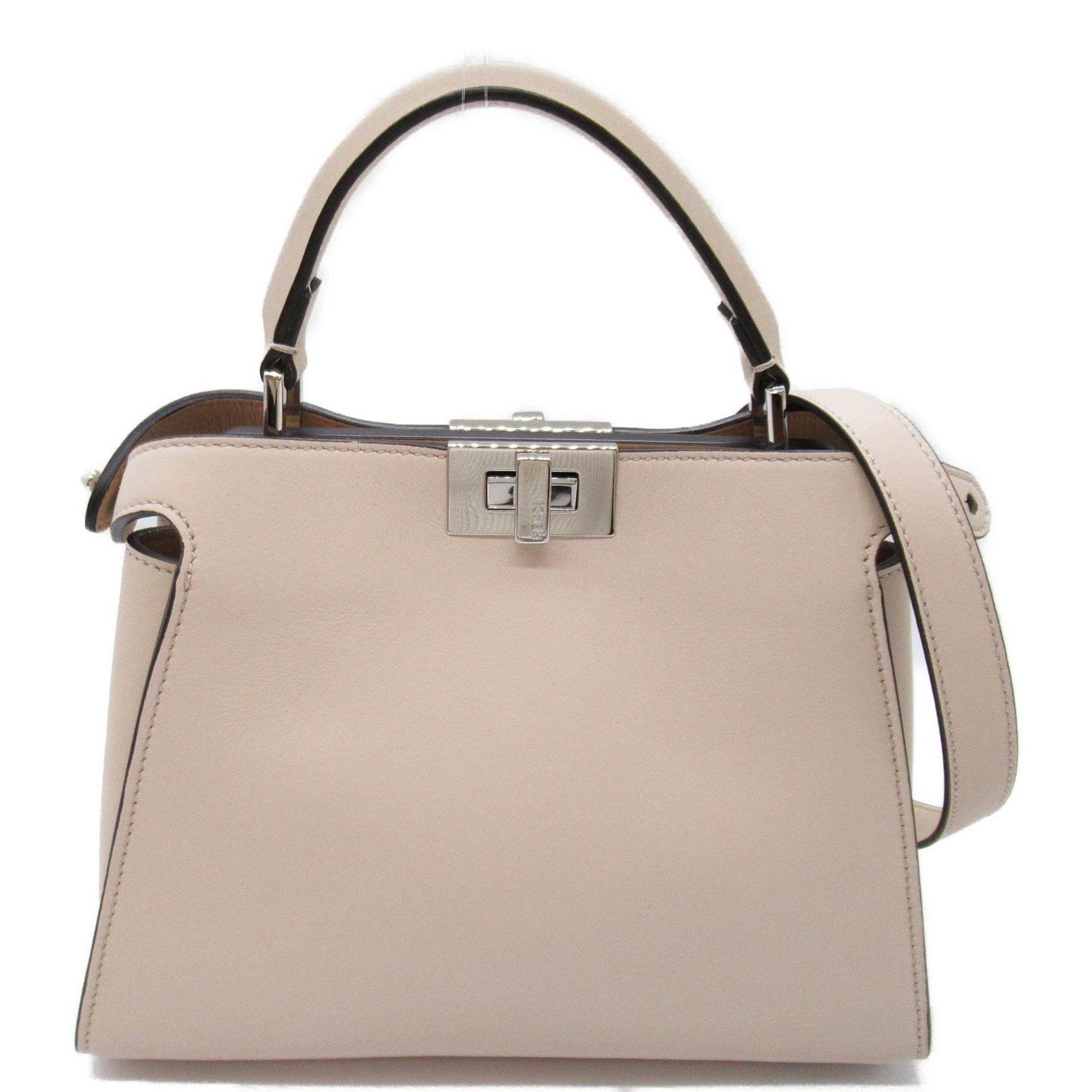 FENDI Peekaboo Icon Essential Shoulder Bag Leather Women's White 8BN302