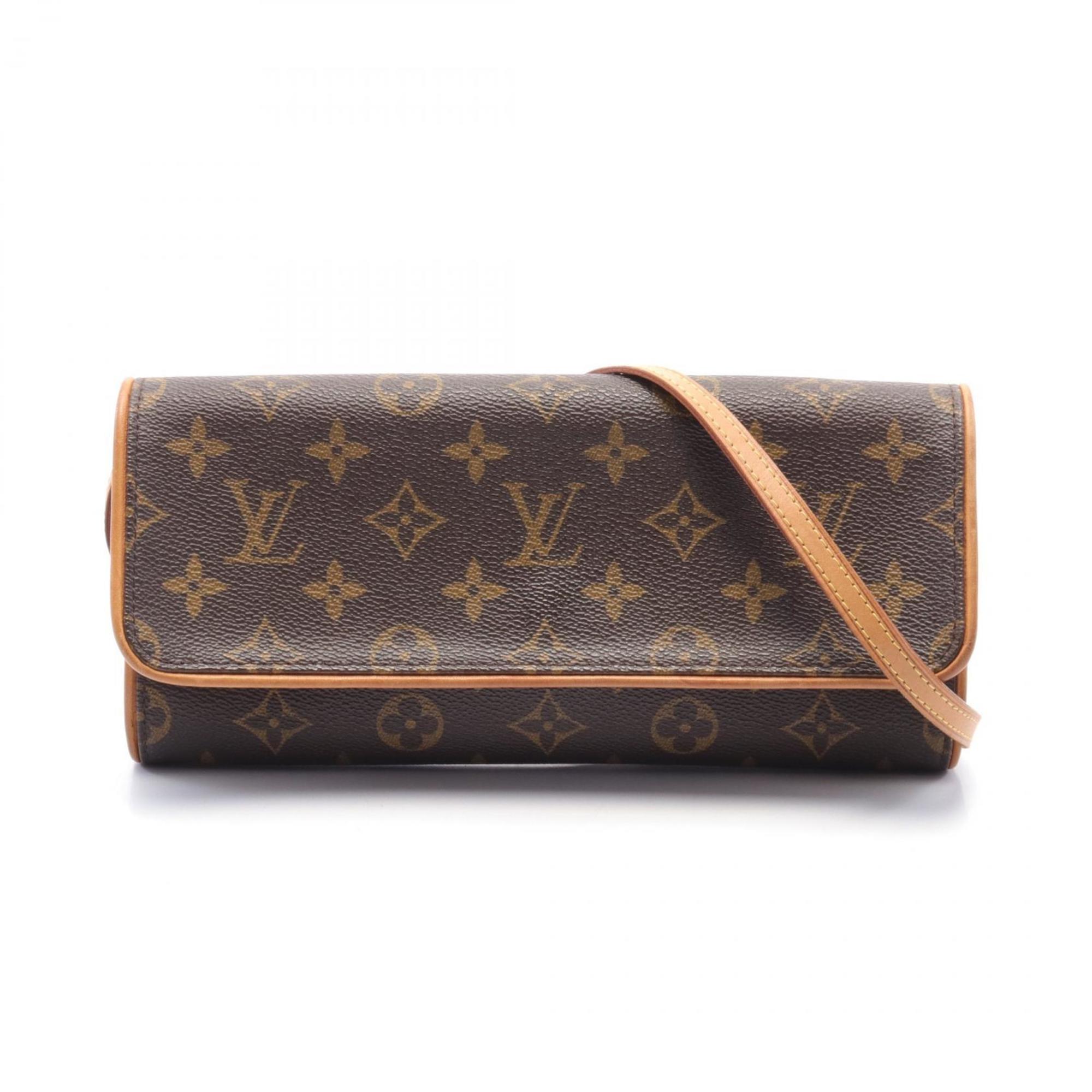 Louis Vuitton LOUIS VUITTON Pochette Twin GM Shoulder Bag Coated Canvas Leather Monogram Women's Brown M51852