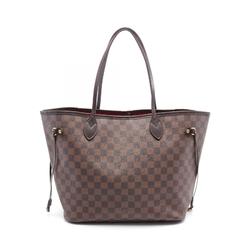 Louis Vuitton Neverfull MM Tote Bag, Coated Canvas, Leather, Damier, Women's, Brown, N51105