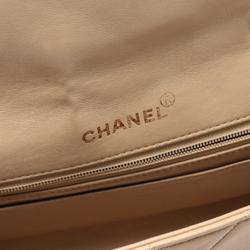 CHANEL Matelasse Diana Flap Shoulder Bag Leather Women's Beige A01165