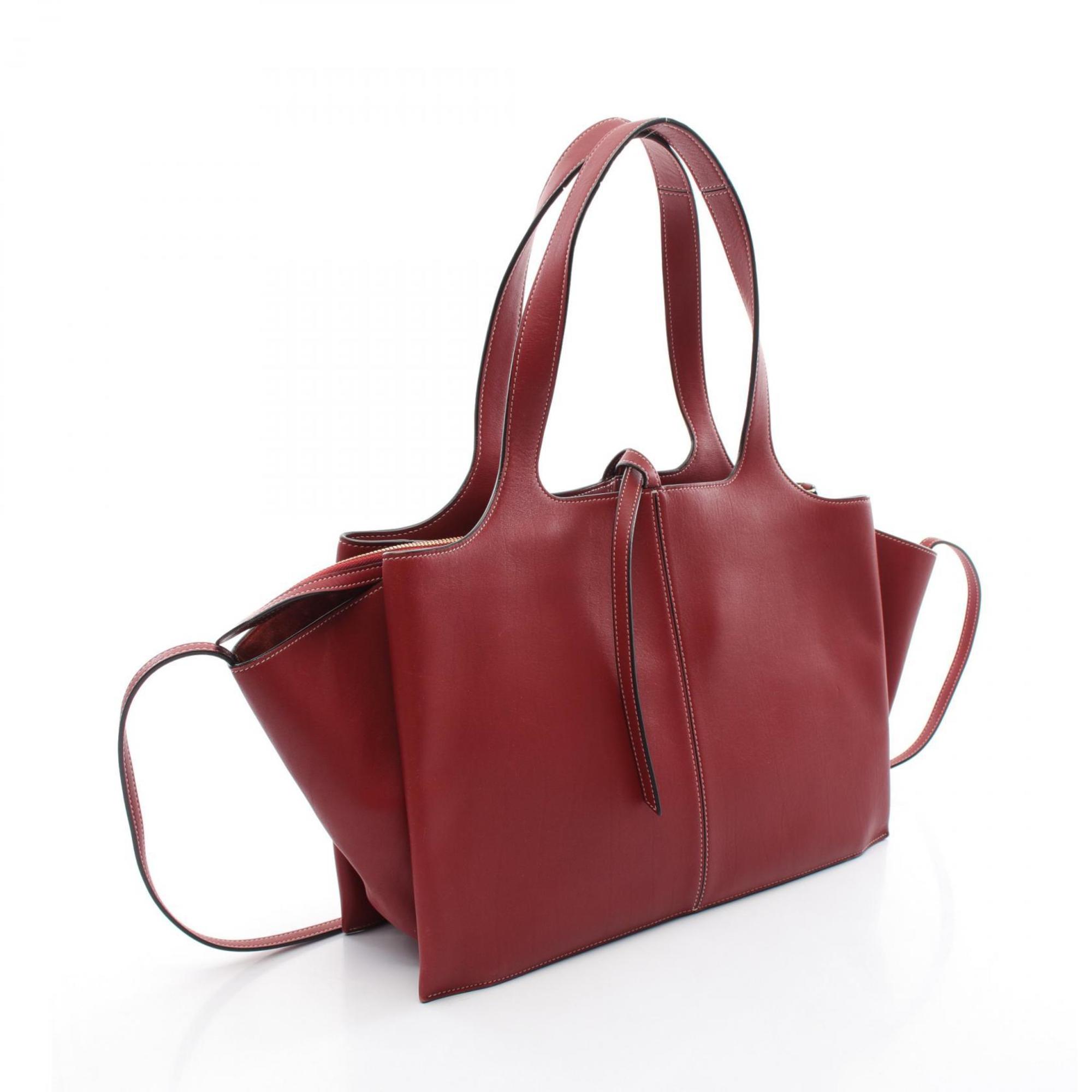 CELINE Trifold Medium Tote Bag Leather Women's Bordeaux 178883