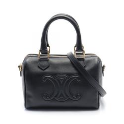 CELINE Small Boston Cuir Triomphe Handbag Bag Leather Women's Black