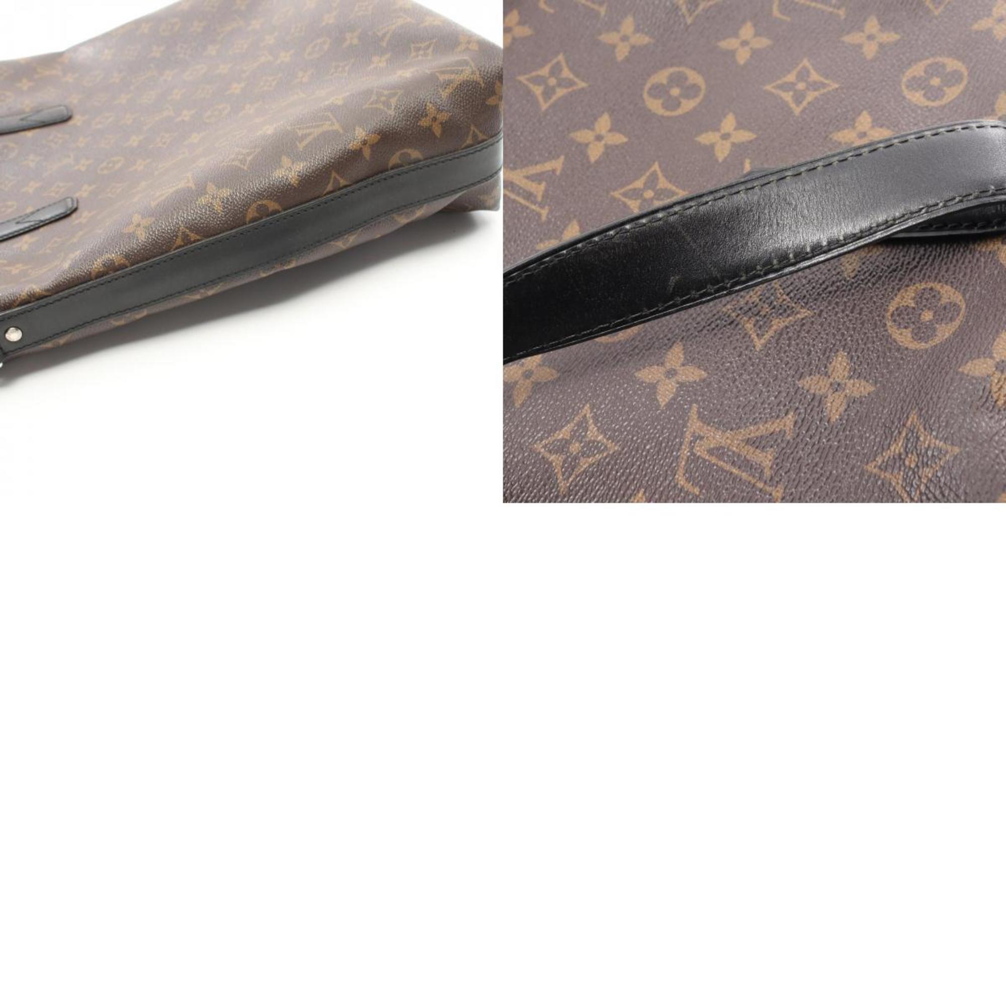 Louis Vuitton Kitan Monogram Macassar Tote Bag, Coated Canvas, Leather, Men's, Brown, Black