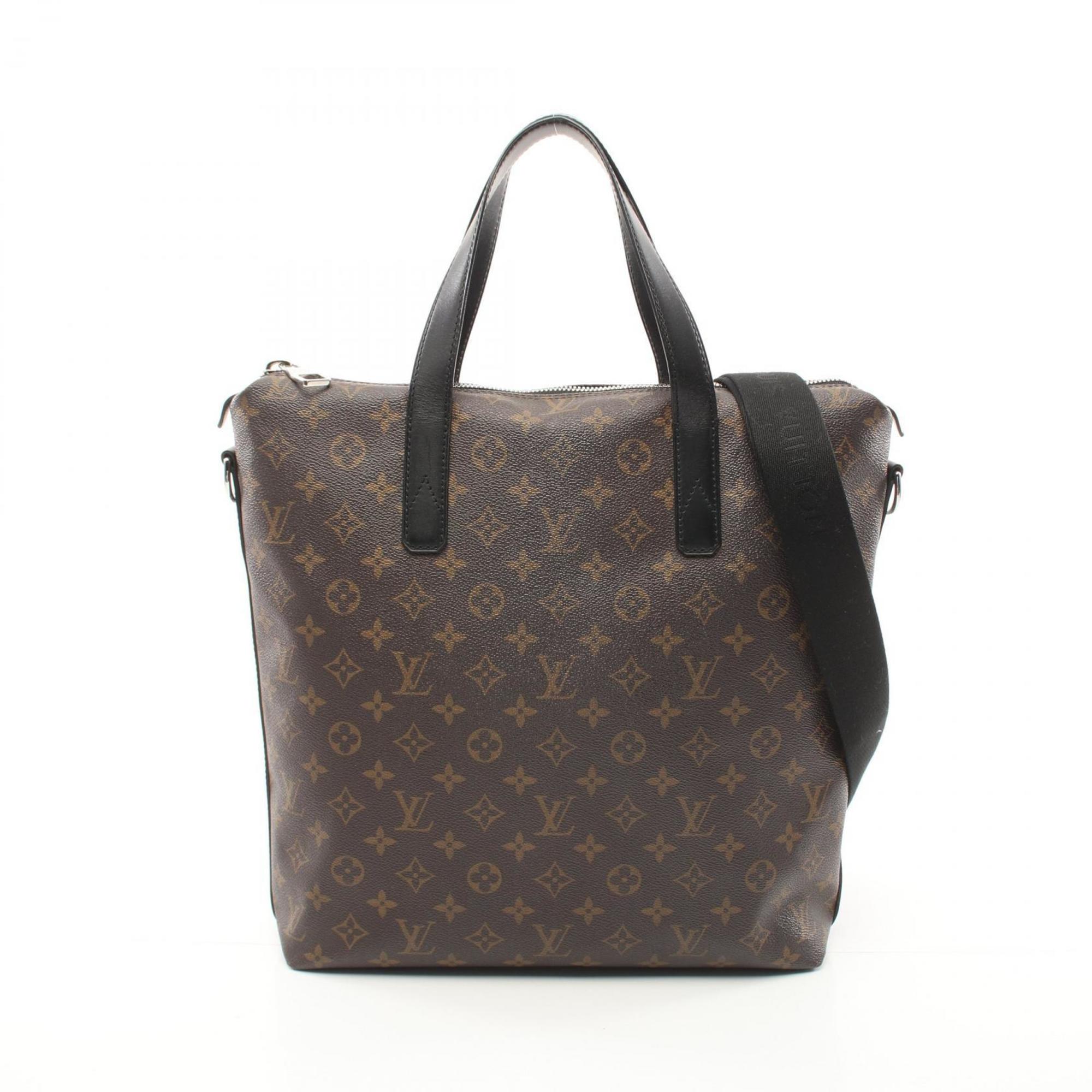 Louis Vuitton Kitan Monogram Macassar Tote Bag, Coated Canvas, Leather, Men's, Brown, Black