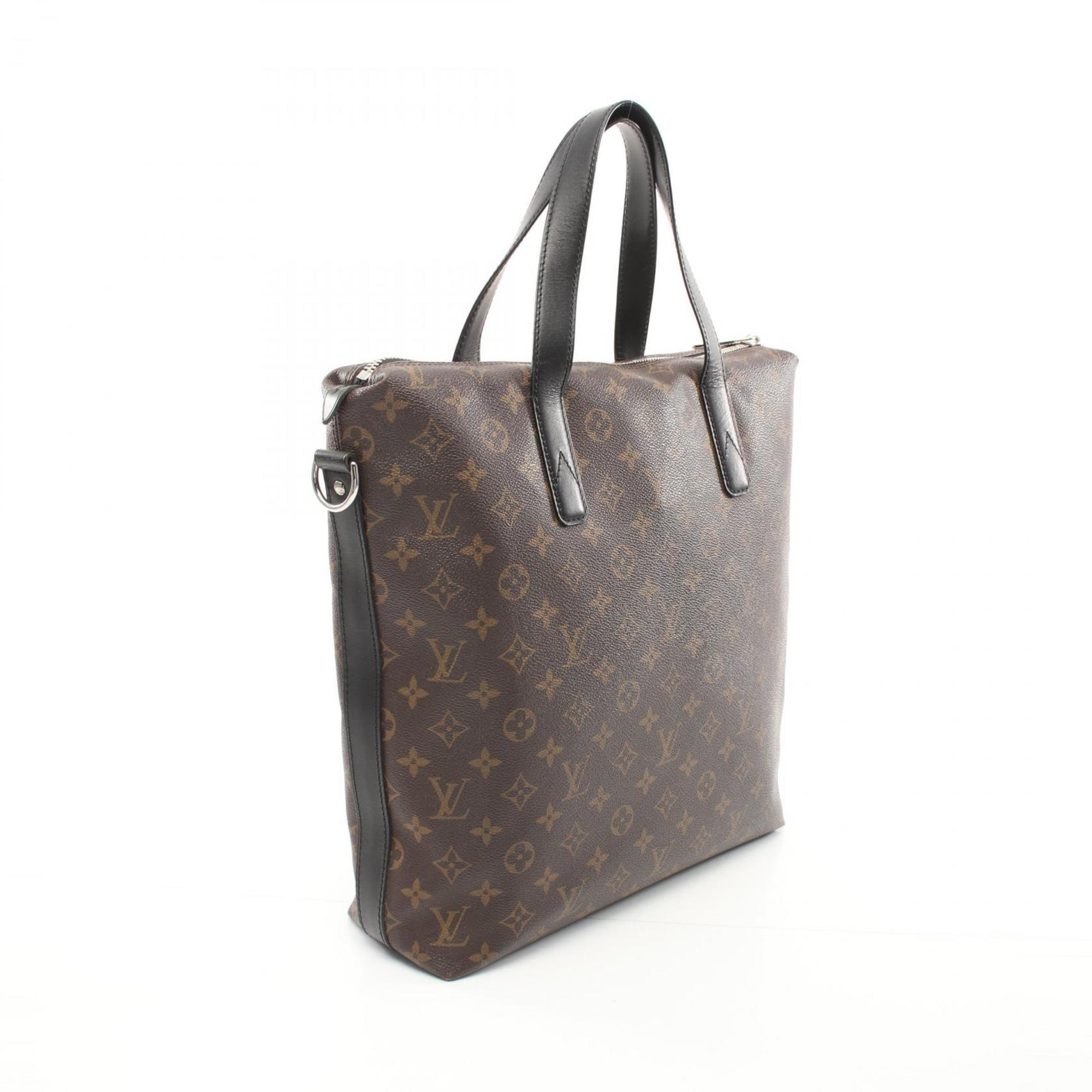 Louis Vuitton Kitan Monogram Macassar Tote Bag, Coated Canvas, Leather, Men's, Brown, Black