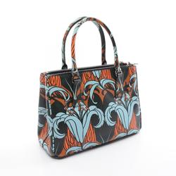 PRADA SAFFIANO STAMPA Galleria Handbag Bag Saffiano Leather Women's Blue Orange Green BN2863